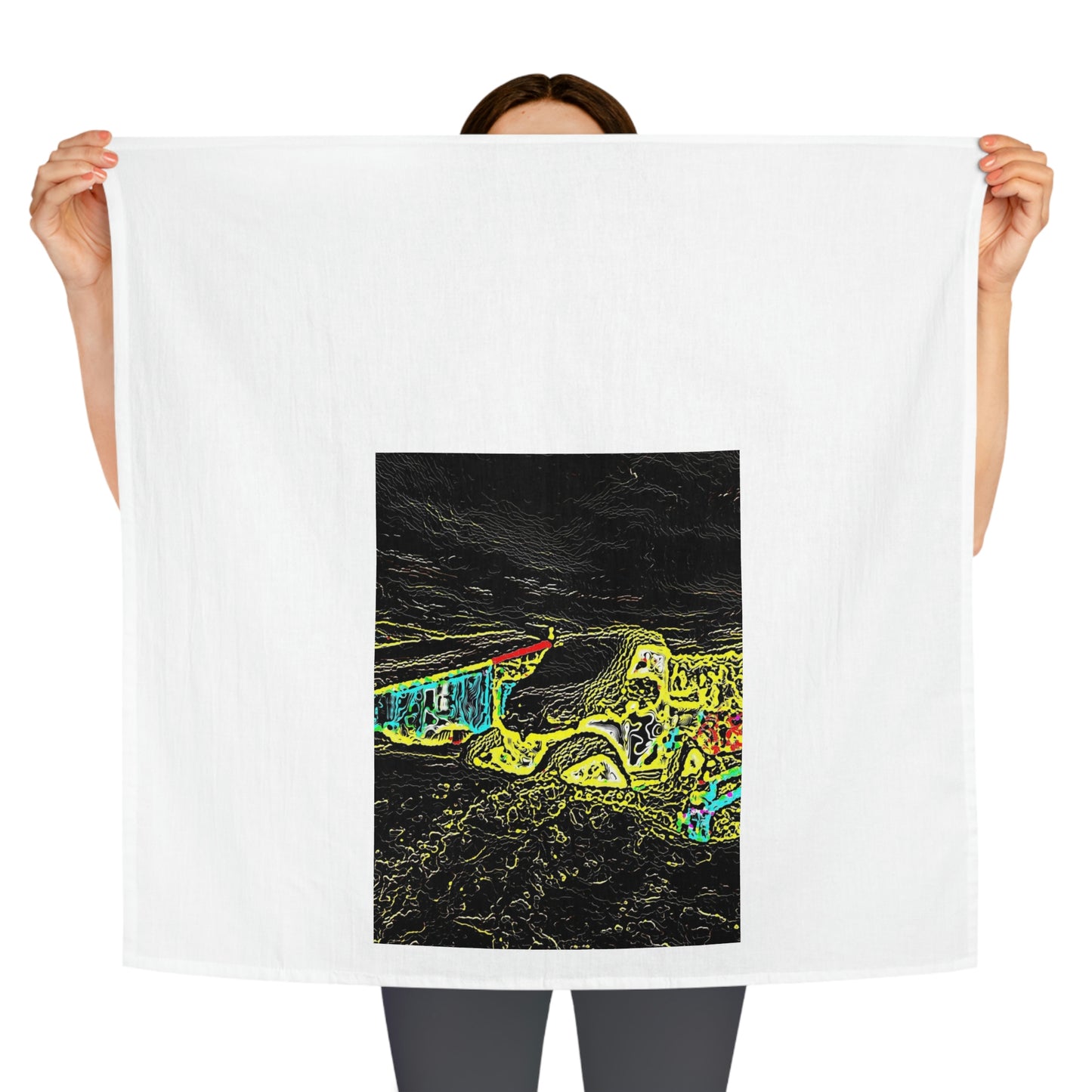 Tea Towel ... "Snow Vehicle In Snow Storm At-Rest" ... Circa 12Mar23 ... Central Idaho ... 18-Hours Rendering Time: Original Works ...