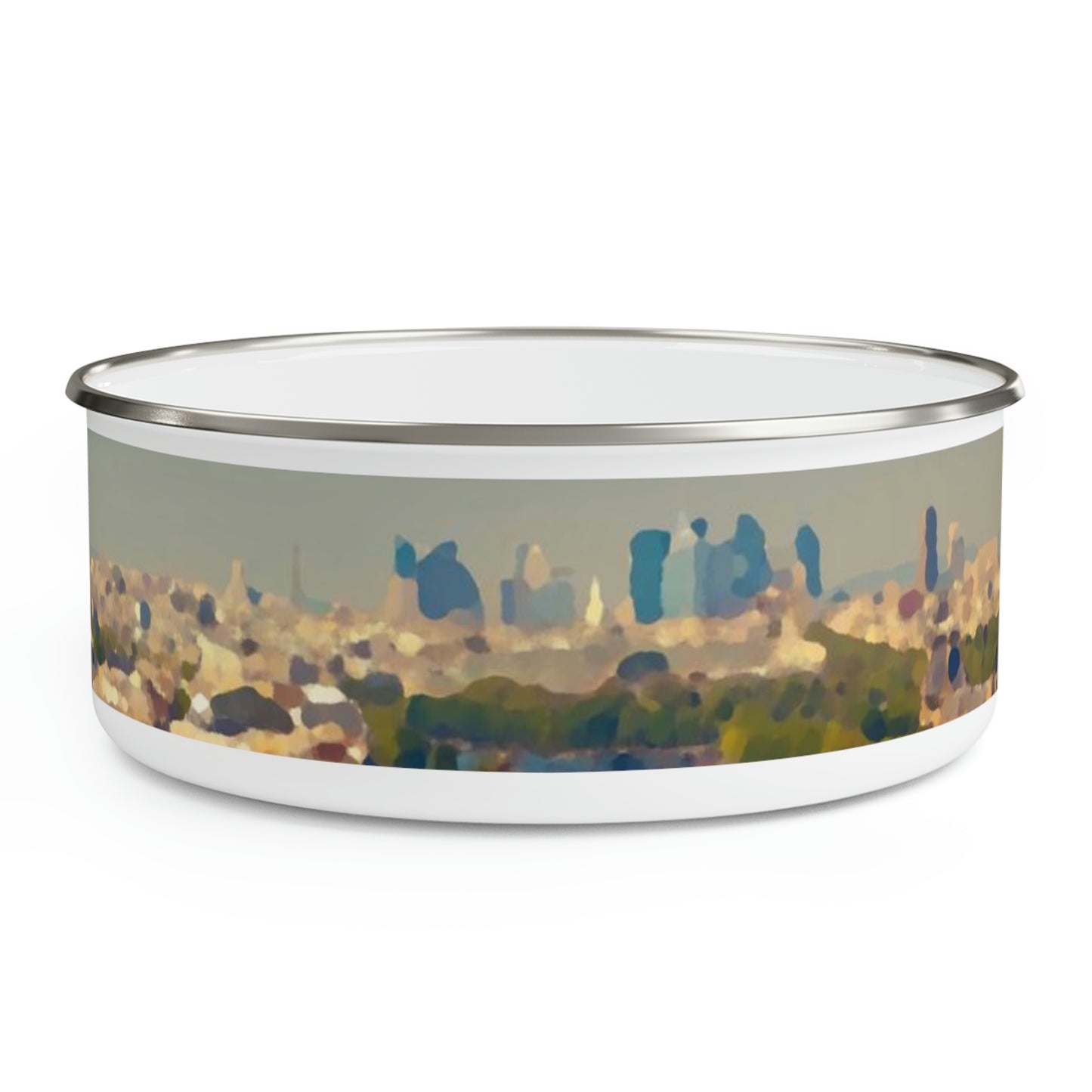 Enamel Bowl ... Au Paris ... "Along The River Seine" ... Barbara Joan Bonnell-Holt: 1972 ... Original Works ...