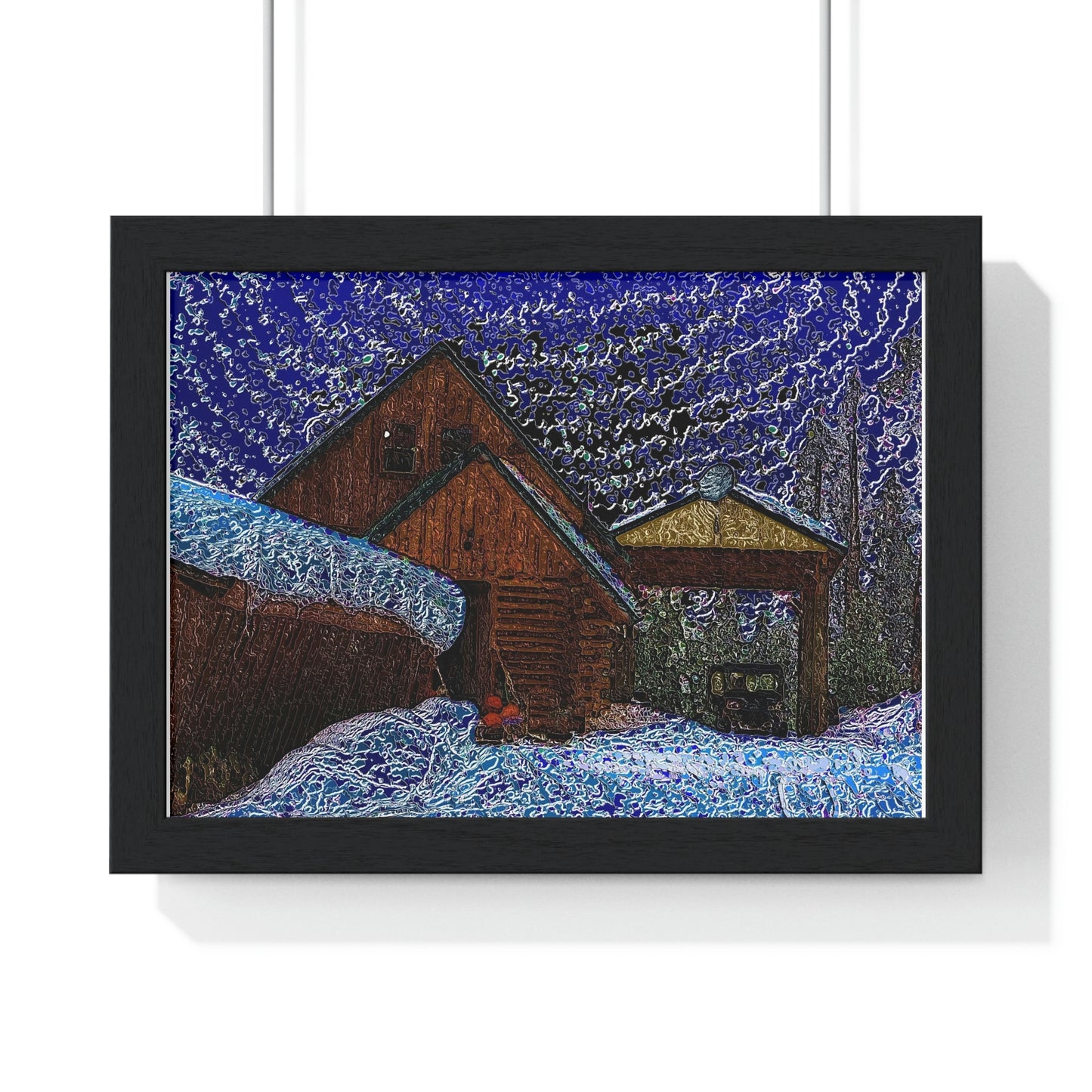 Premium Framed Horizontal Poster ... "A Cabin In The Mountains Of Central Idaho" ...