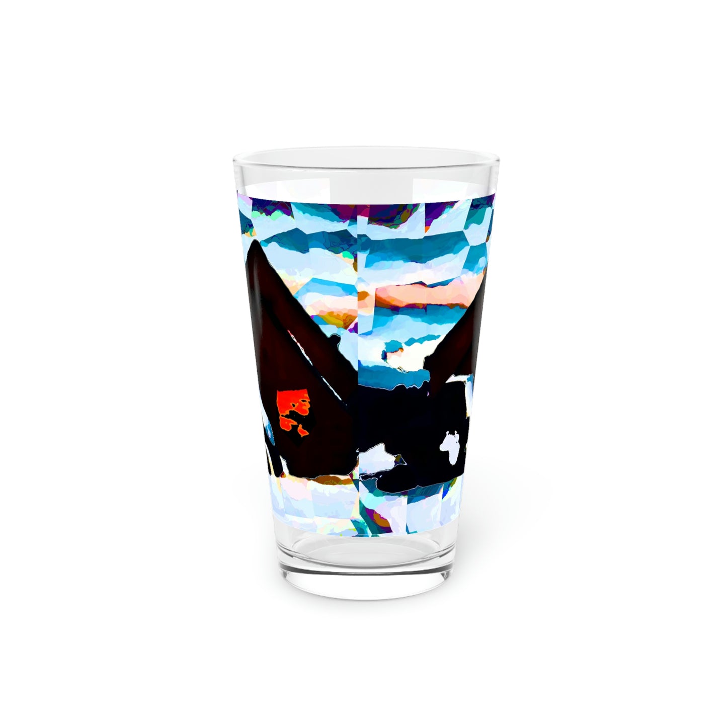 Pint Glass, 16oz ... After An Intense Snow Storm ... 'Digging Out' ... A Vehicle & Cabin "In The Mountains" ... March 2023 ... Original Works ...