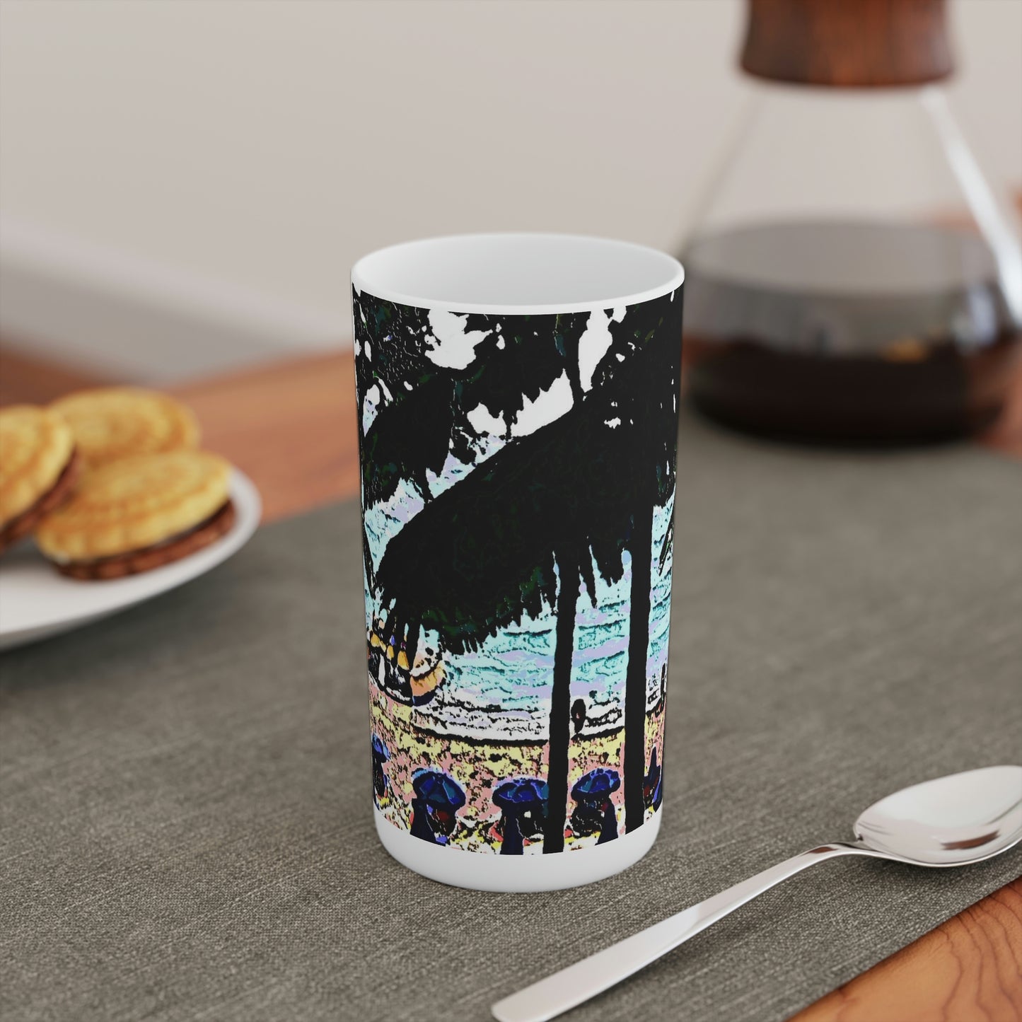 Conical Coffee Mugs (3oz, 8oz, 12oz) ... "A Beautiful Beach Amongst The Palms" ... The Outrigger Waikiki, Honolulu, Oahu ... Original Works ...