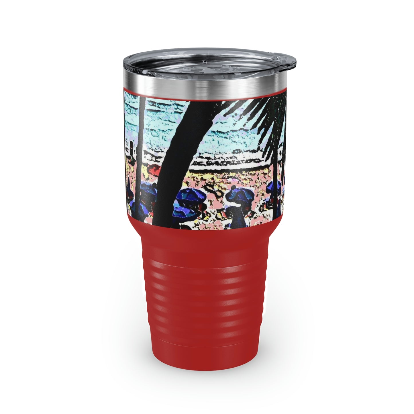 Ringneck Tumbler, 30oz ... "A Beautiful Beach Amongst The Palms" ... The Outrigger Waikiki, Honolulu, Oahu ... Original Works ...