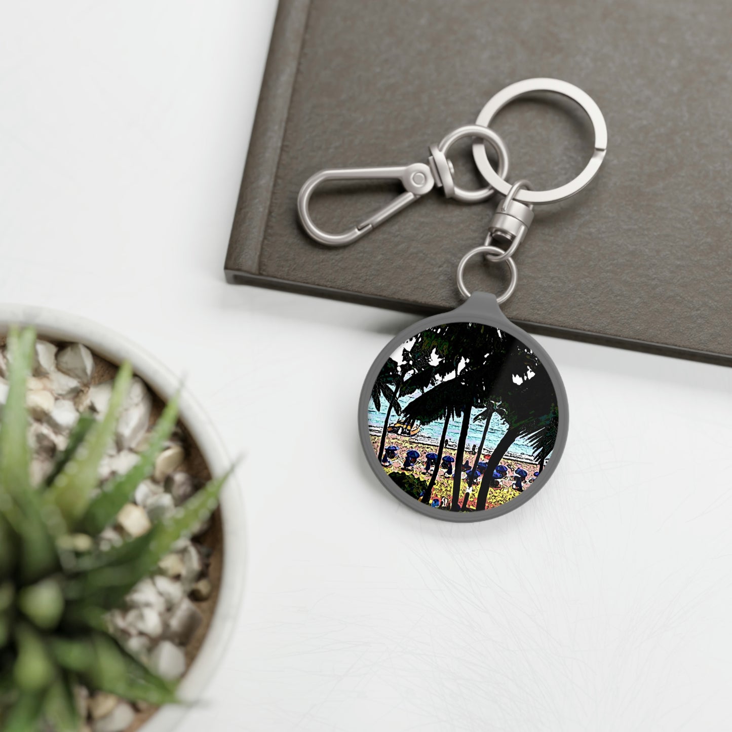 Keyring Tag ... "A Beautiful Beach Amongst The Palms" ... The Outrigger Waikiki, Honolulu, Oahu ... Original Works ...