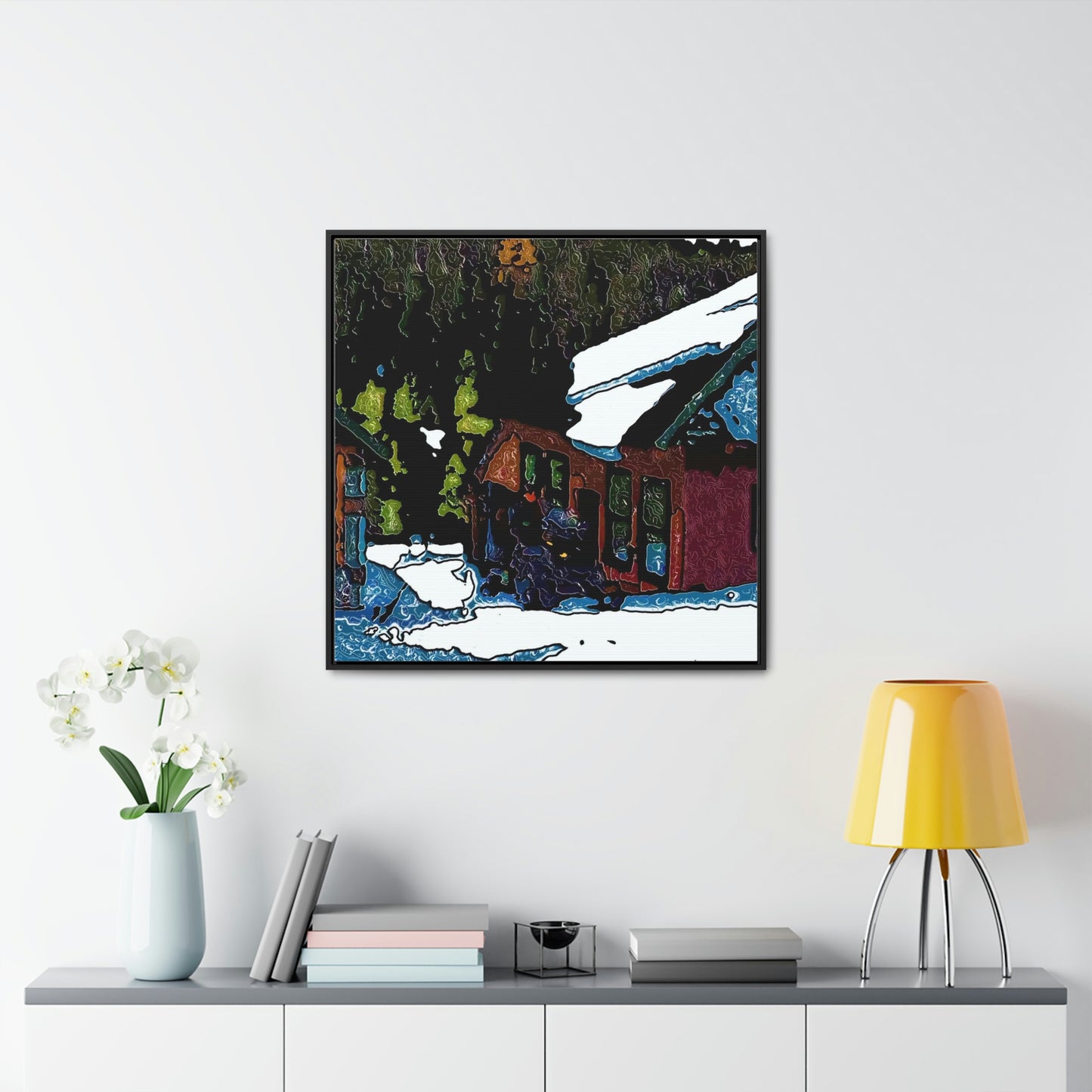 Gallery Canvas Wraps, Square Frame ... "A Rider Passeth-Through-It" ... Colors Galore & A Bit Of Impressionism ... Original Works. Winter 2021. Central Idaho. Rendering Time: 12 Hours ...