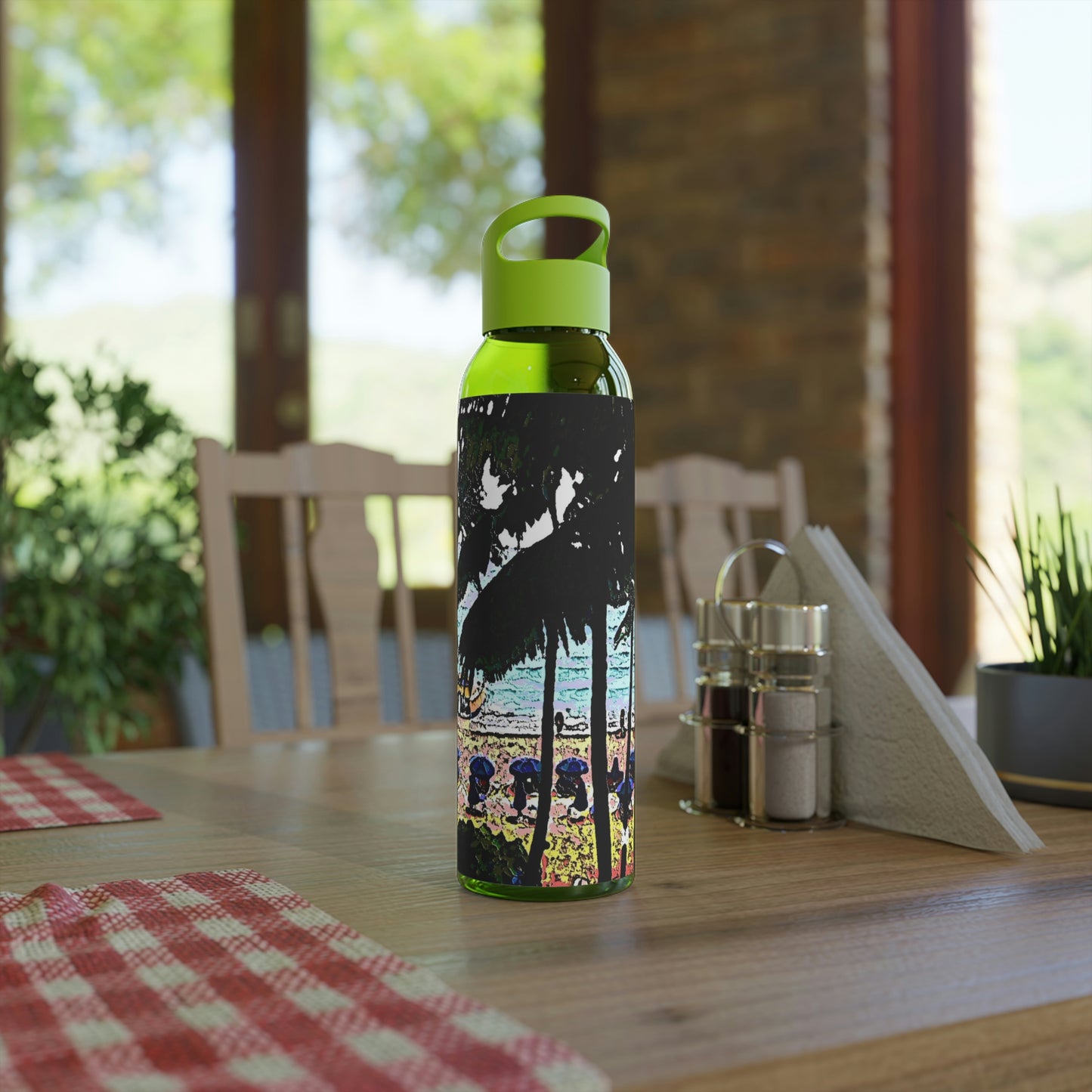 Sky Water Bottle ... "A Beautiful Beach Amongst The Palms" ... The Outrigger Waikiki, Honolulu, Oahu ... Original Works ...