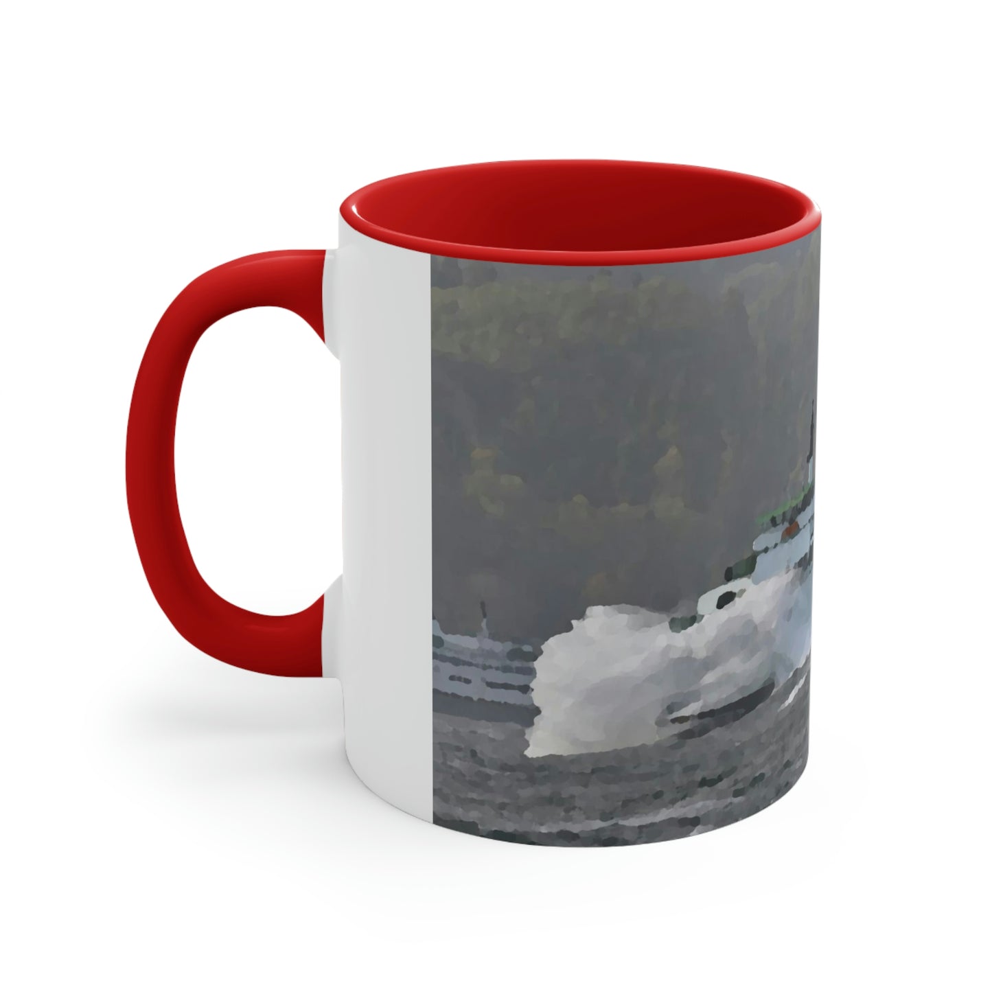 Accent Coffee Mug, 11oz ... WADOT Ferry Crossing ... "A Very Rough Day" ... Mulkiteo Route ... Family Archives ... Early 1990's' ... Original Works ...