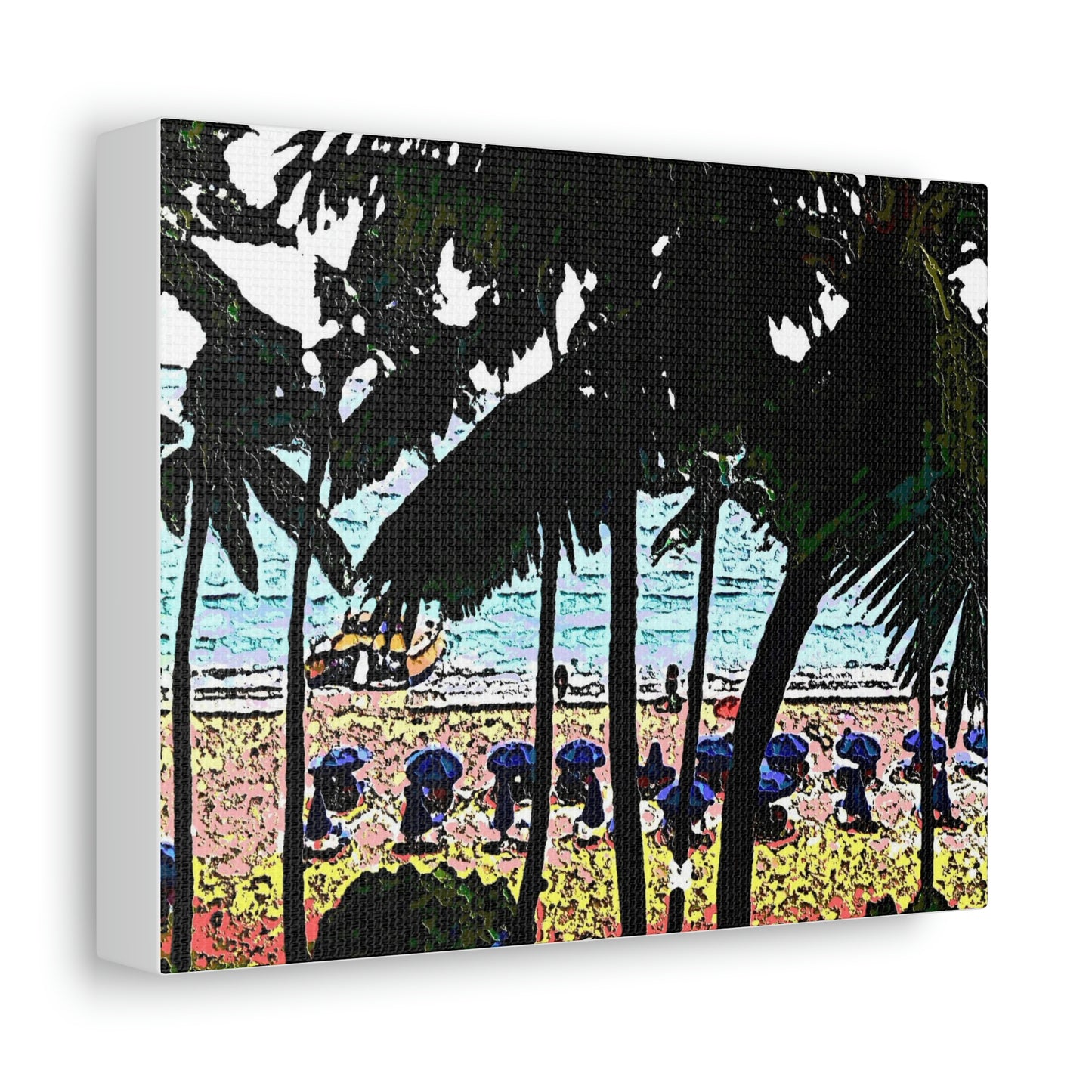 Satin Canvas, Stretched ... "A Beautiful Beach Amongst The Palms" ... The Outrigger Waikiki, Honolulu, Oahu ... Original Works ...