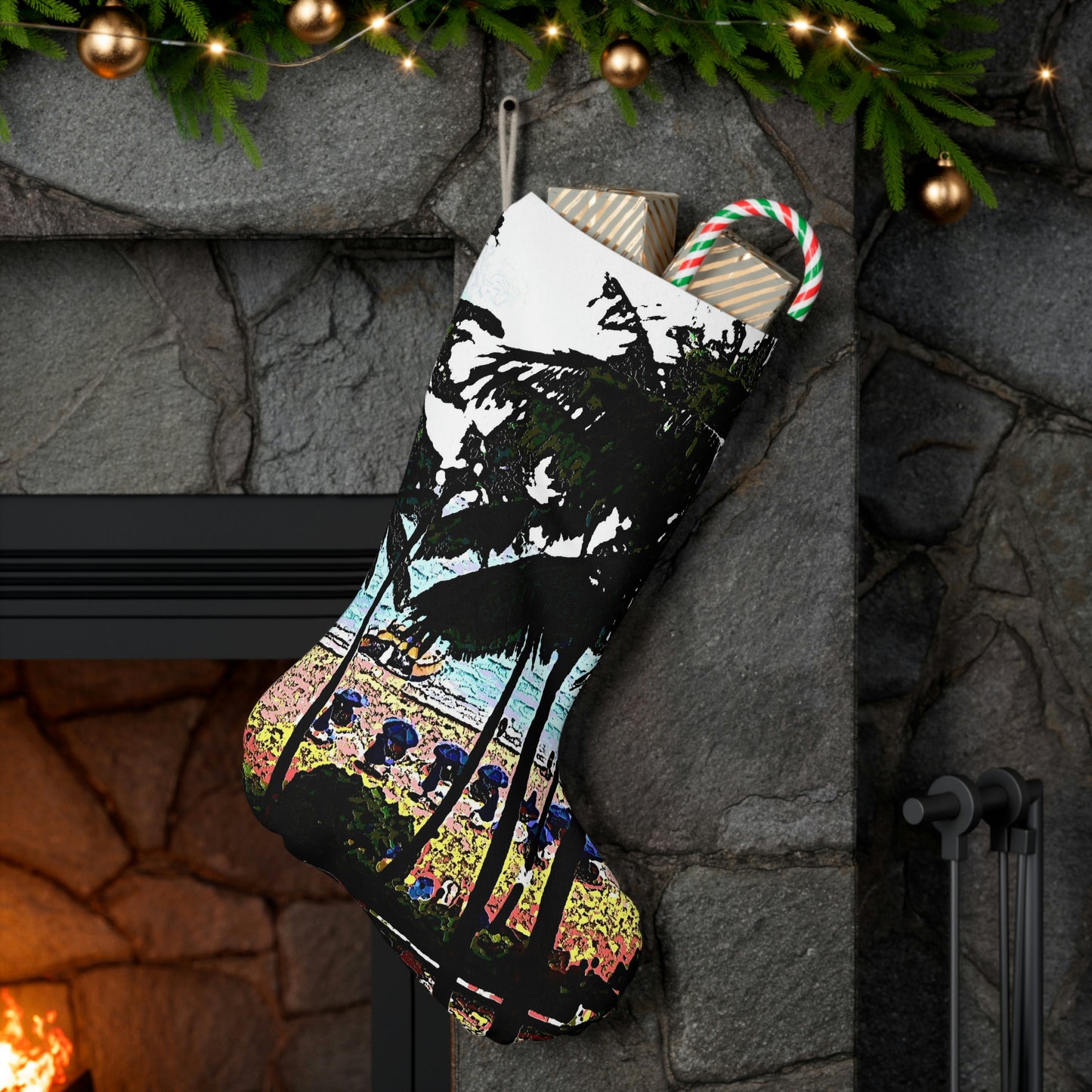 Santa Stocking ...  "A Beautiful Beach Amongst The Palms" ... The Outrigger Waikiki, Honolulu, Oahu ... Original Works ...