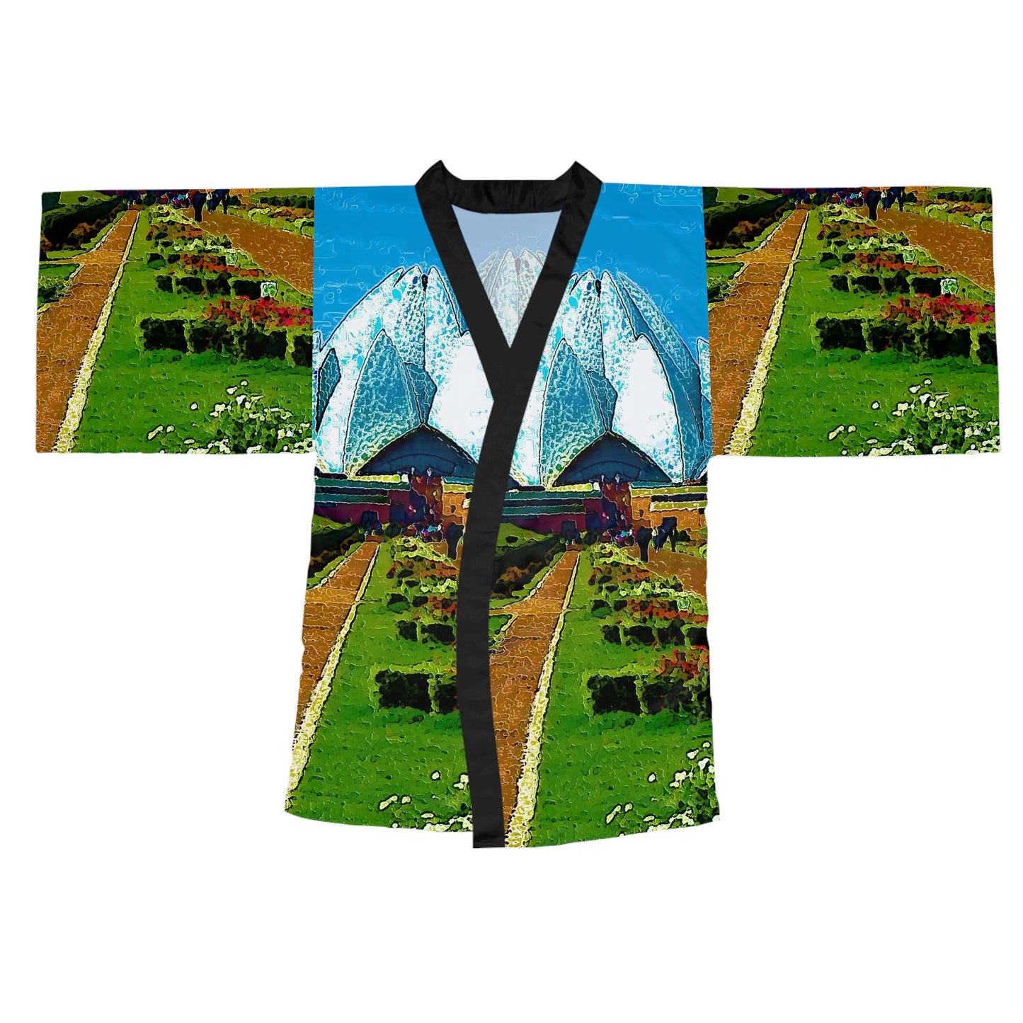 Long Sleeve Kimono Robe ... 'Bahai'i House-Of-Worship' ... "Lotus Temple: Delhi, India, 2008" ... Original Works ...