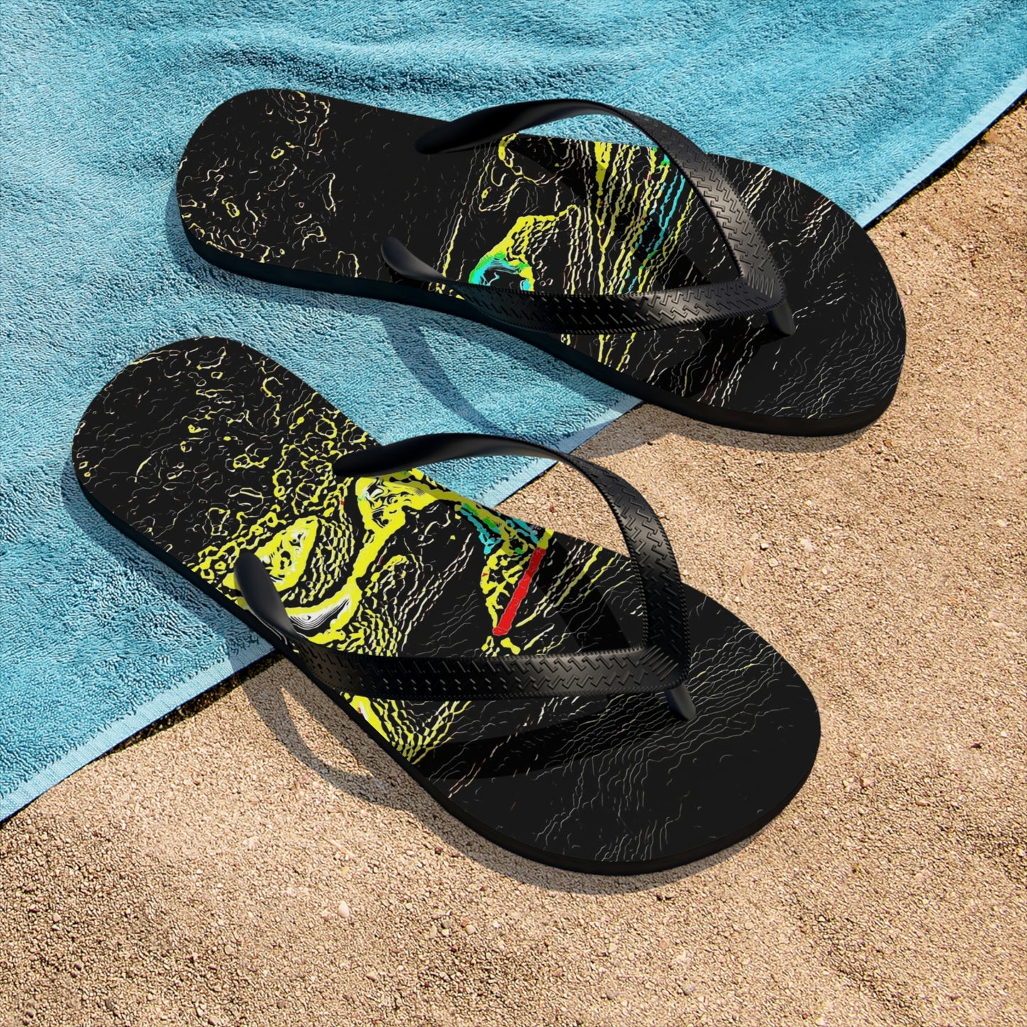 Unisex Flip-Flops ... "Snow Vehicle In Snow Storm At-Rest" ... Circa 12Mar23 ... Central Idaho ... 18-Hours Rendering Time: Original Works ...