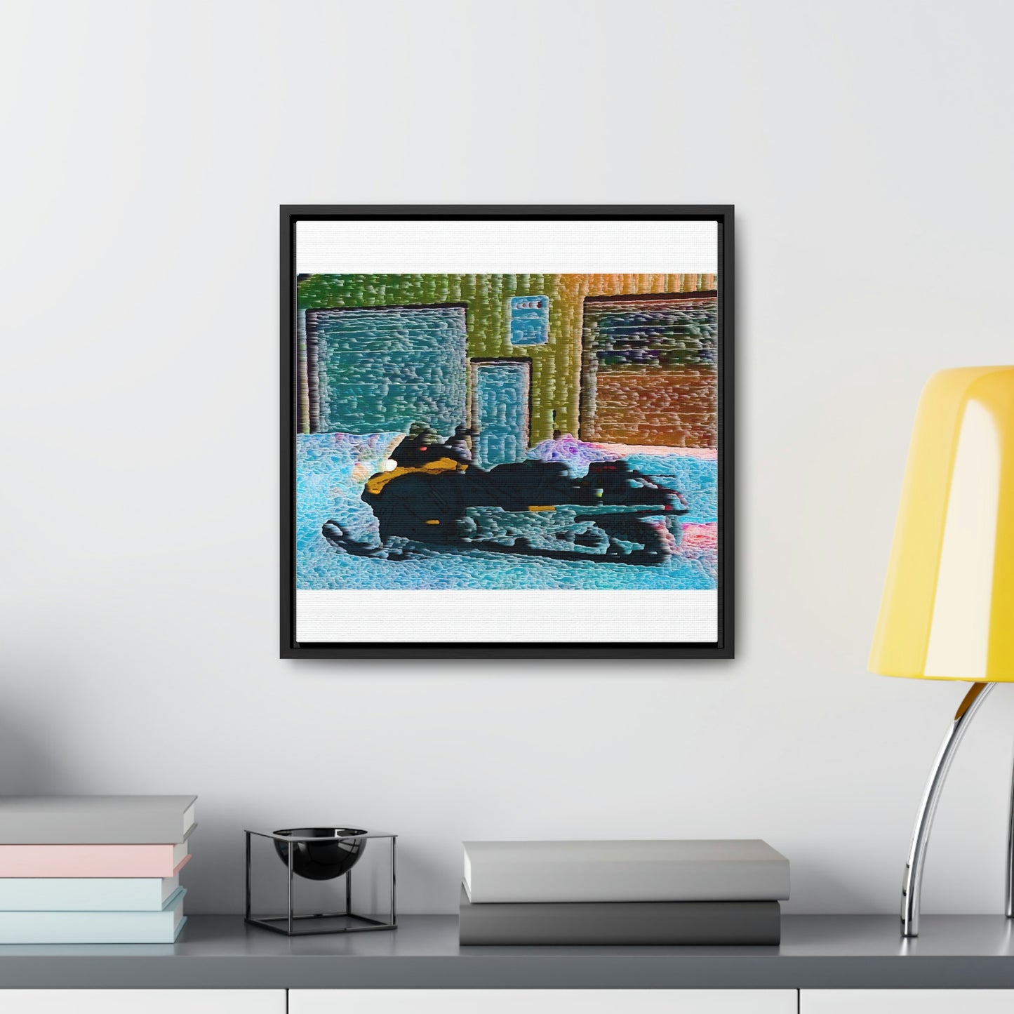 Gallery Canvas Wraps, Square Frame ... Snowmobile & Impressionalism ... 'Collecting Mail & Packages' .... Dixie, Idaho, USA ... Original Works: 10 Hours Rendering Time ...