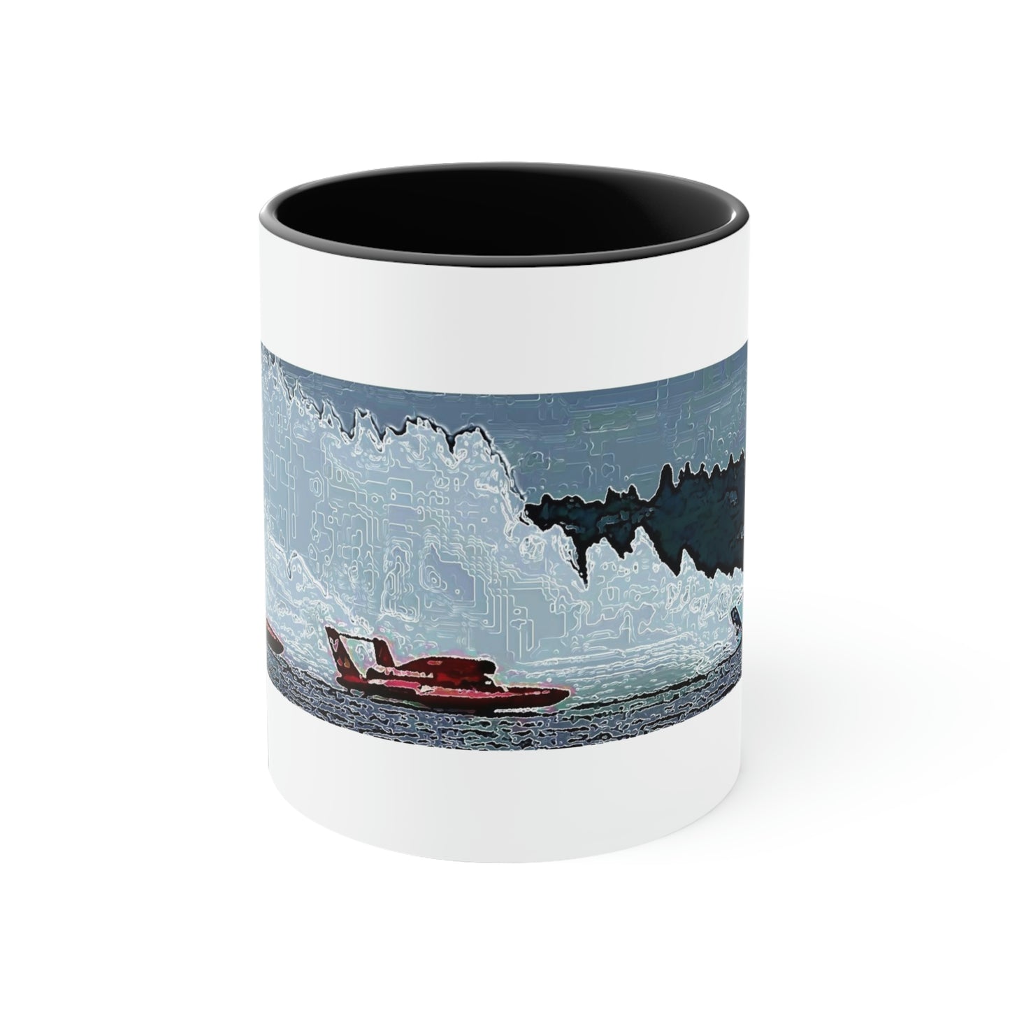 Accent Coffee Mug, 11oz ... Seattle Columbia Cup On Lake Washington ... "Dave Wilcox Heads For The Win" ... Associate Gift-Photo ... Original Works ...