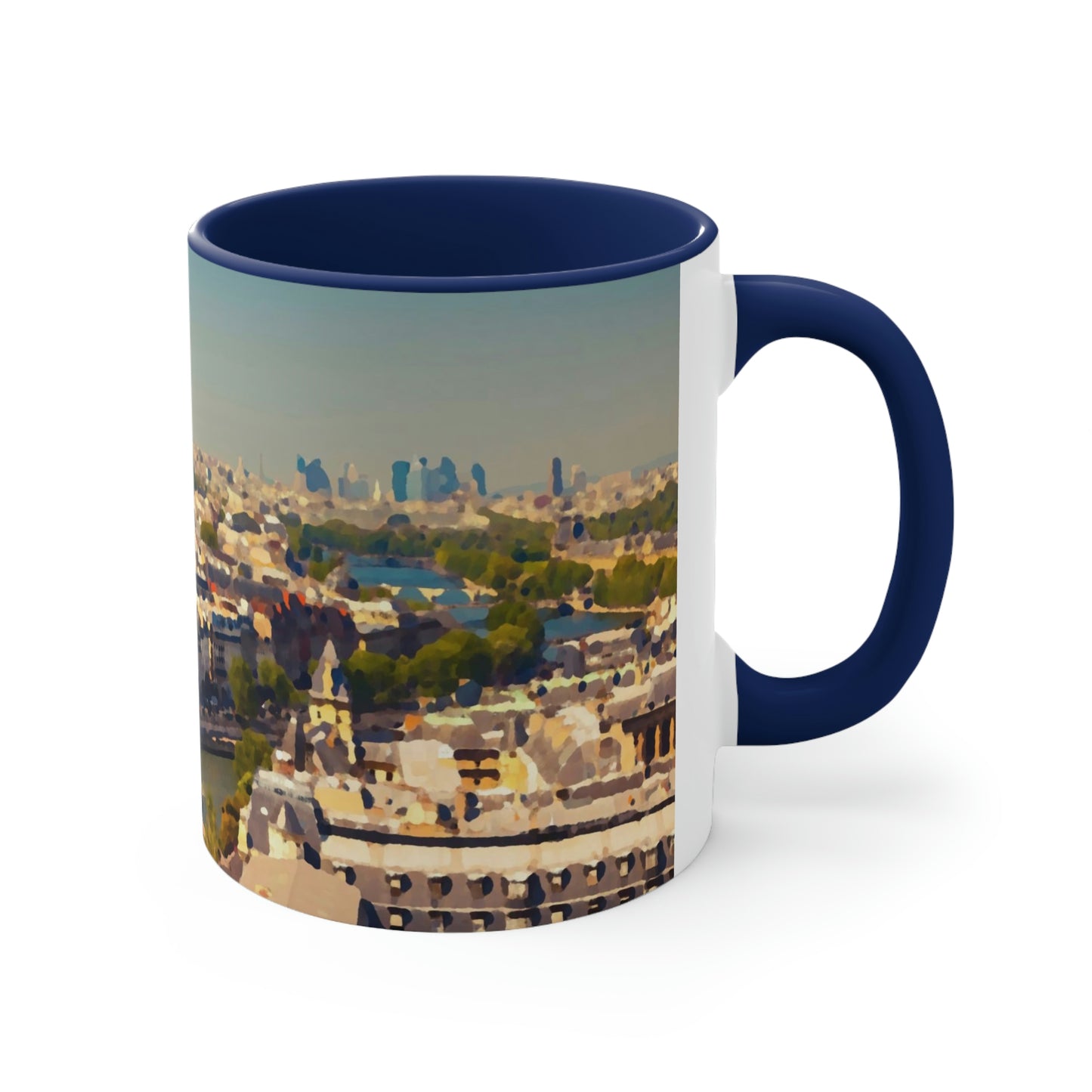 Accent Coffee Mug, 11oz ... Au Paris ... "Along The River Seine" ... Barbara Joan Bonnell-Holt: 1972 ... Original Works ...