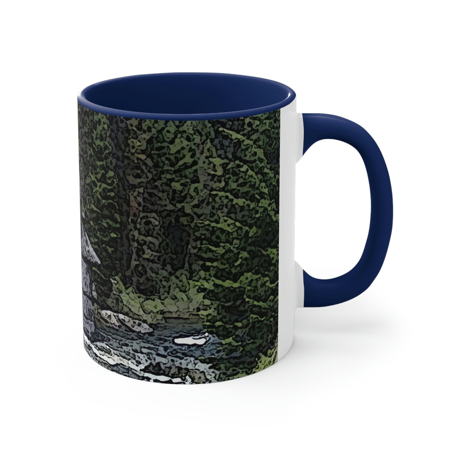 Accent Coffee Mug, 11oz ..."I Am Innocent" ... Tricky-Dick Immortalized ... Nixon Rock: Along The River ... Central Idaho, Summer 2020 ... Original Works ...