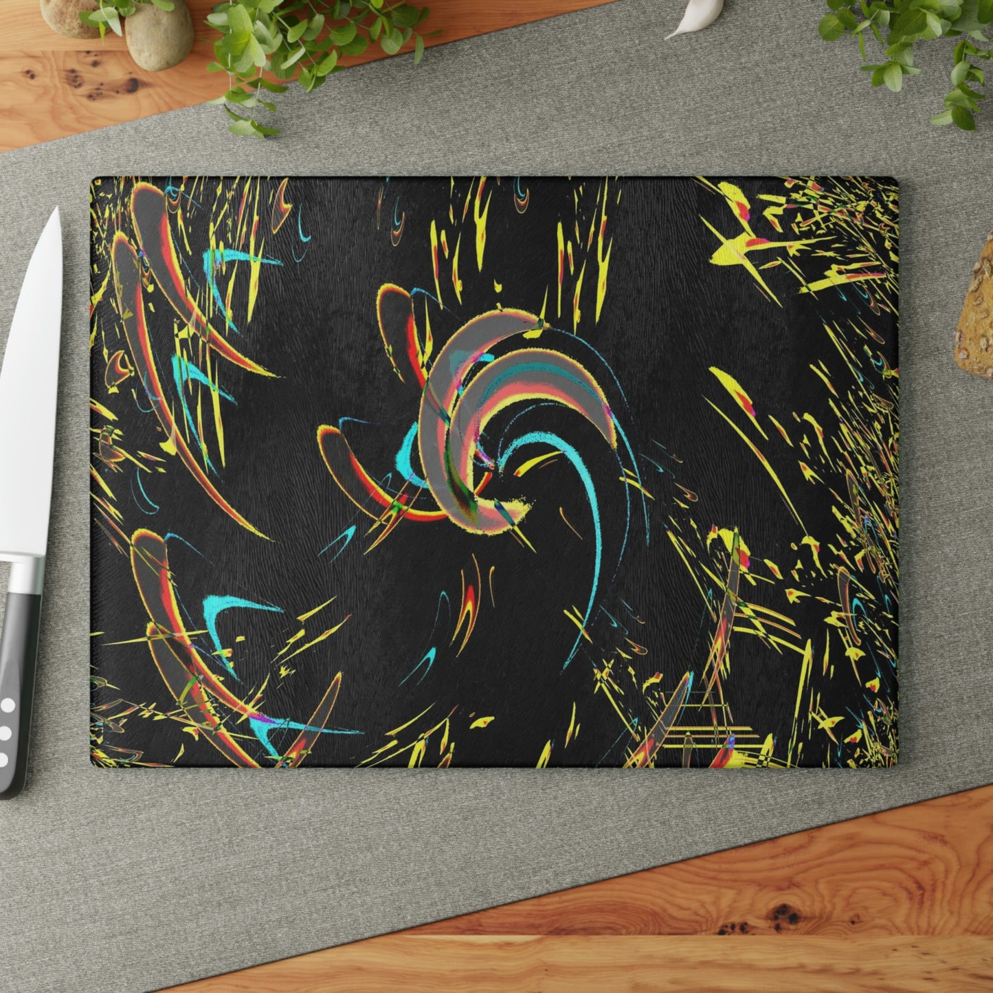 Glass Cutting Board ... "Waning Moon" ... Central Idaho ... October 2022 ... Rendering Time: 22 Hours ... Original Works ...
