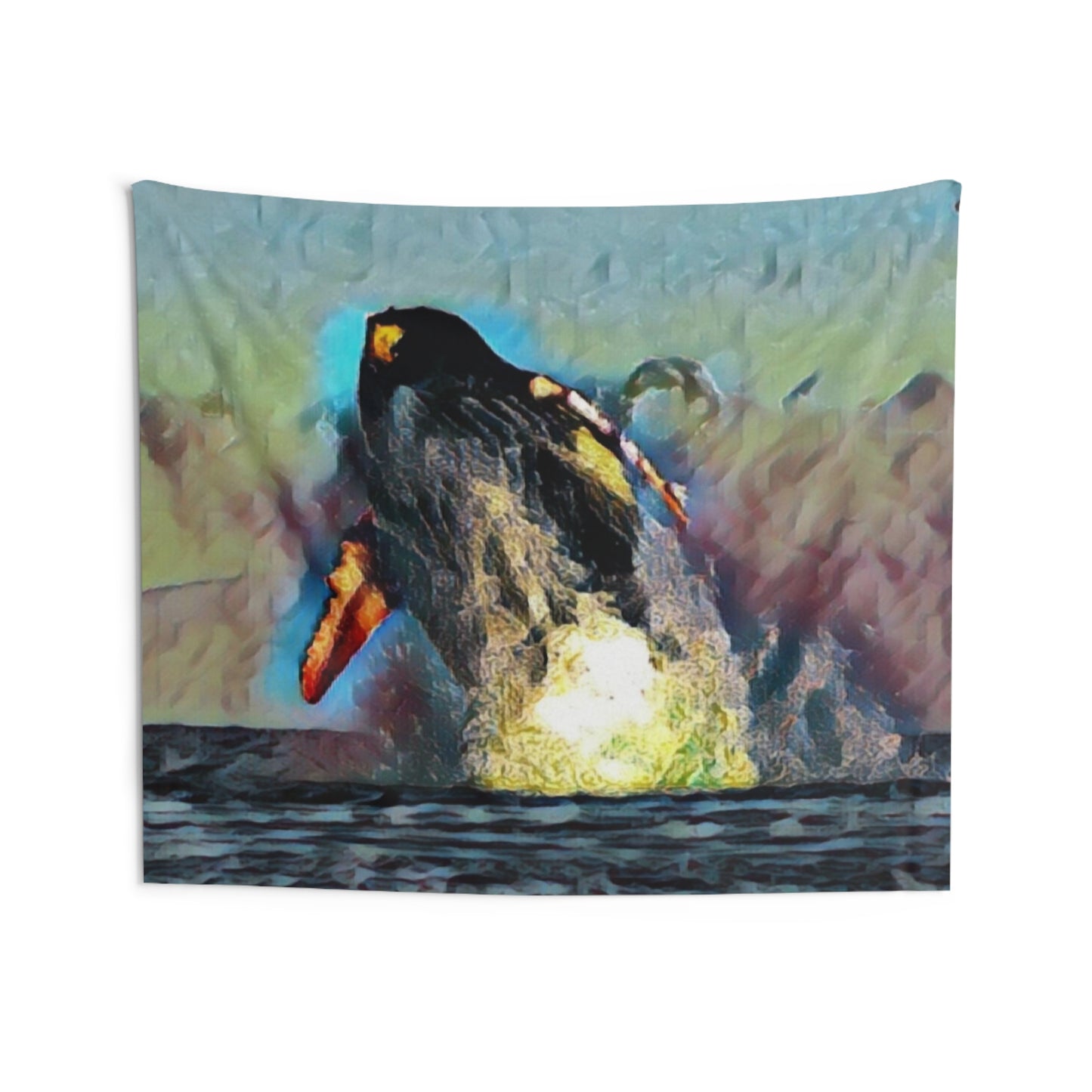 Indoor Wall Tapestries ... An Extraordinary Humpback Breach ... 'With Explosive Energy' ... Family Archives (KPH) ... Circa: 21st Century. Maui, HI ... Original Works ...