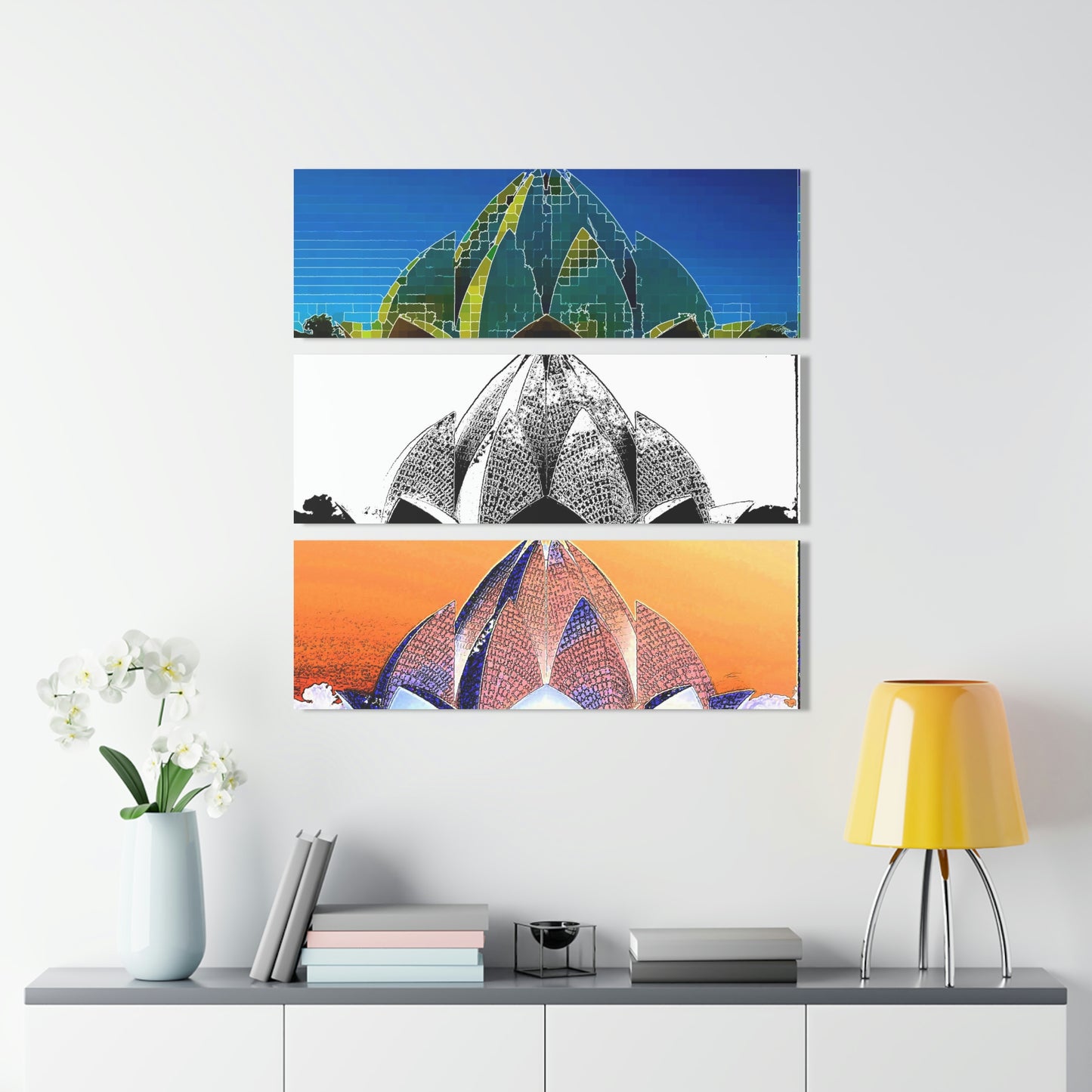 Acrylic Prints (Triptych) ... 'Bahai'i House-Of-Worship' ... "Lotus Temple: Delhi, India, 2008" ... Original Works ...