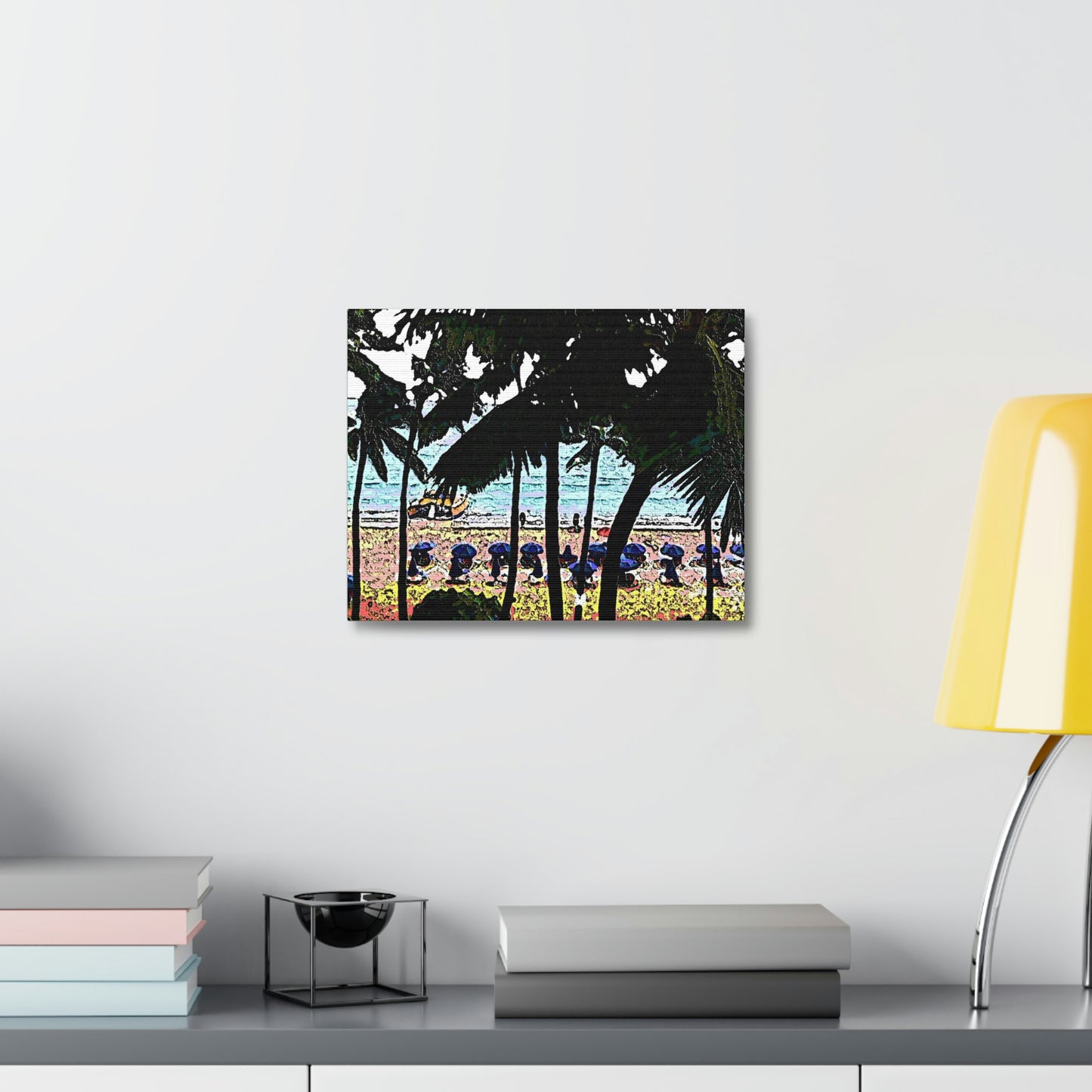 Satin Canvas, Stretched ... "A Beautiful Beach Amongst The Palms" ... The Outrigger Waikiki, Honolulu, Oahu ... Original Works ...