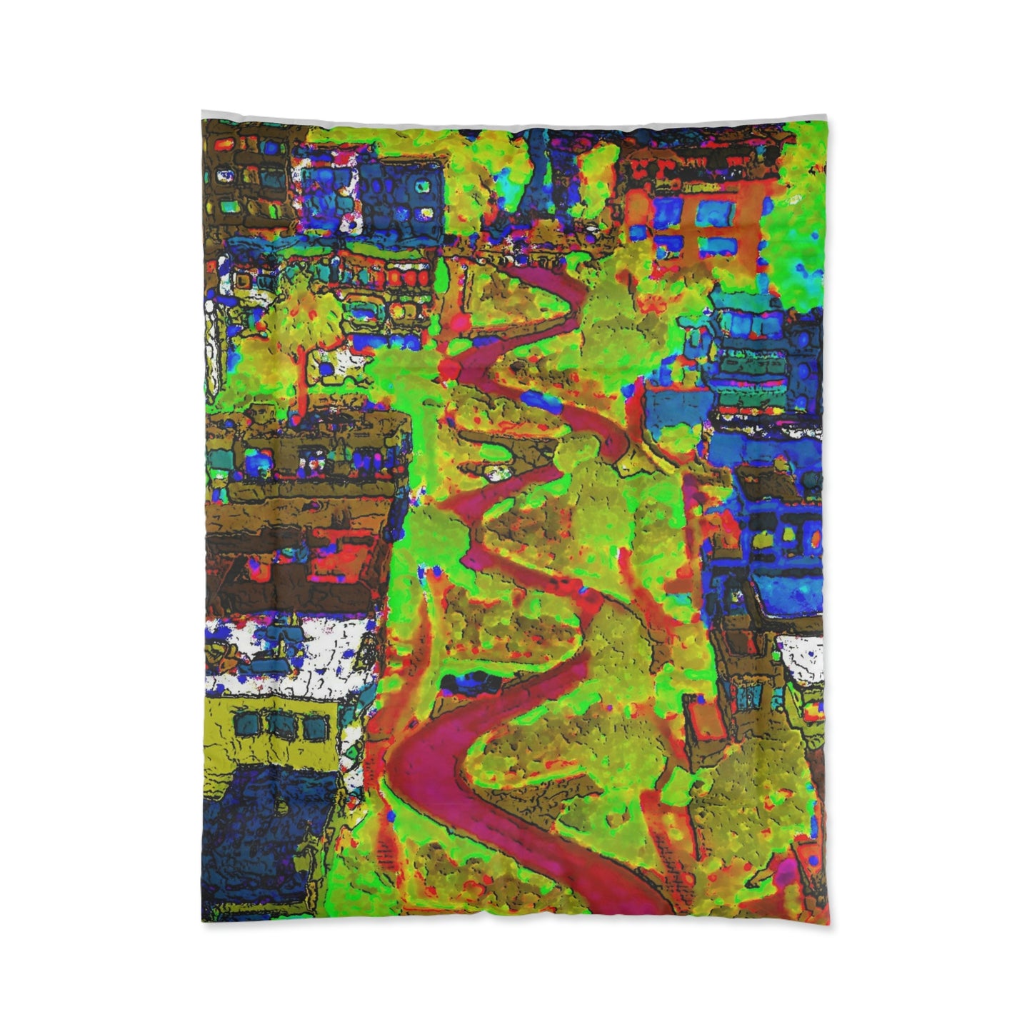 Comforter ... A Crazy Street ... 'Eight Winding Curve-Switchbacks' ... "Lombard Street, San Francisco, CA' ... Family Archives: 1970's ... Original Works ...