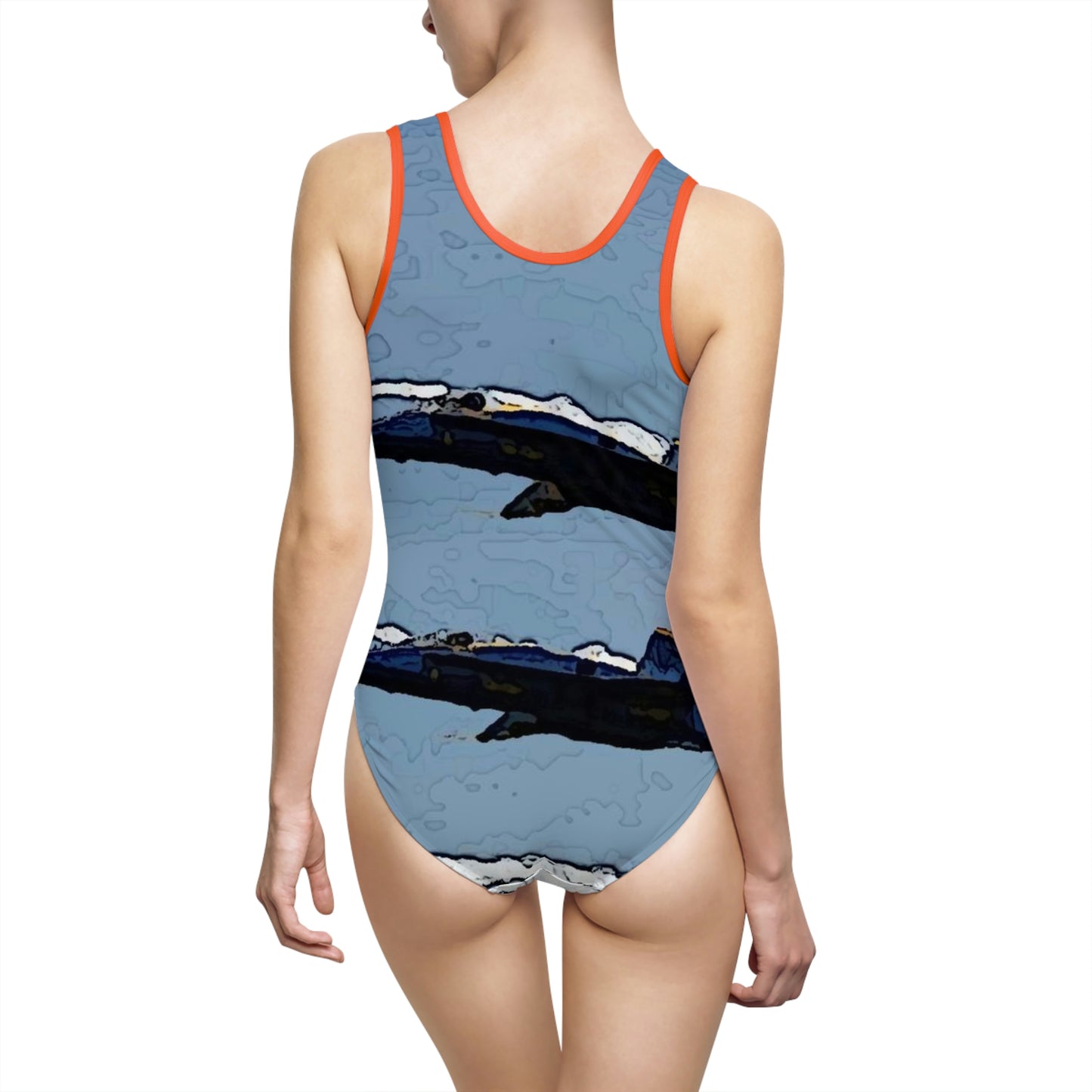 Women's Classic One-Piece Swimsuit ... Seattle Seafair ..."Blue Angels Run Over Lake Washington" ... Circa Mid 1980's ... Dr FJ Holt ... Original Works ...