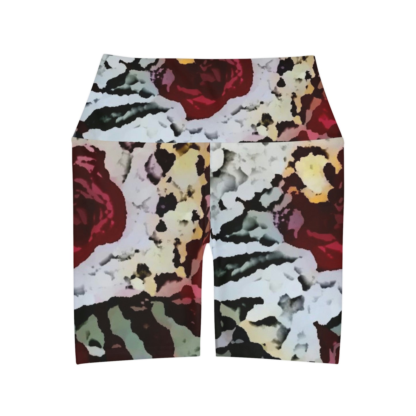 High Waisted Yoga Shorts ... "A Friendly Flower" ... Pointsettia 'Pointing' ... Original Works ... (Supplied Photograph) ...