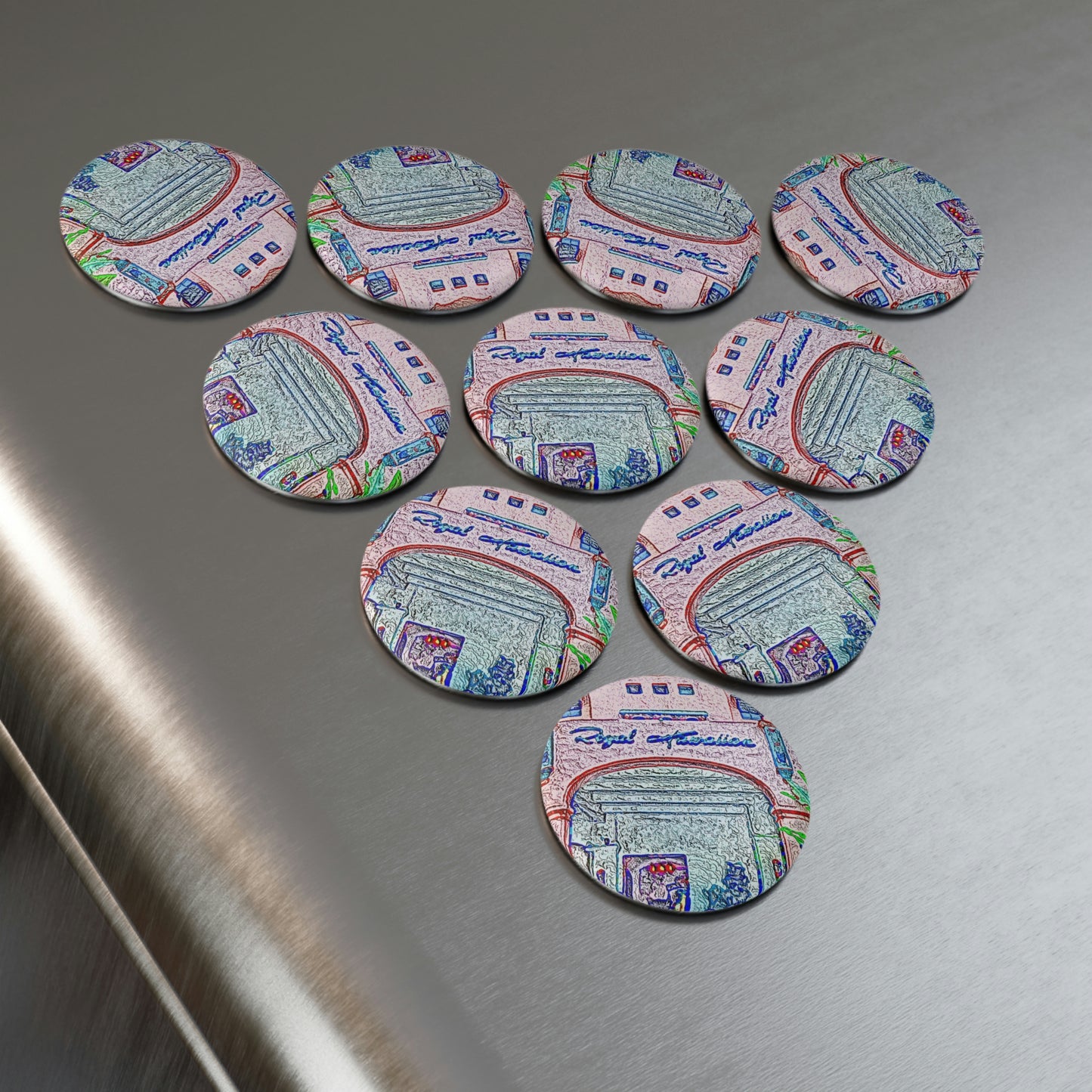 Button Magnet, Round (1 & 10 pcs) ... "La Grande Entree" At: 'The Pink Palace' ... The Royal Hawai'ian ... Honolulu, HI ... '27Oct2014' ... Original Works ...