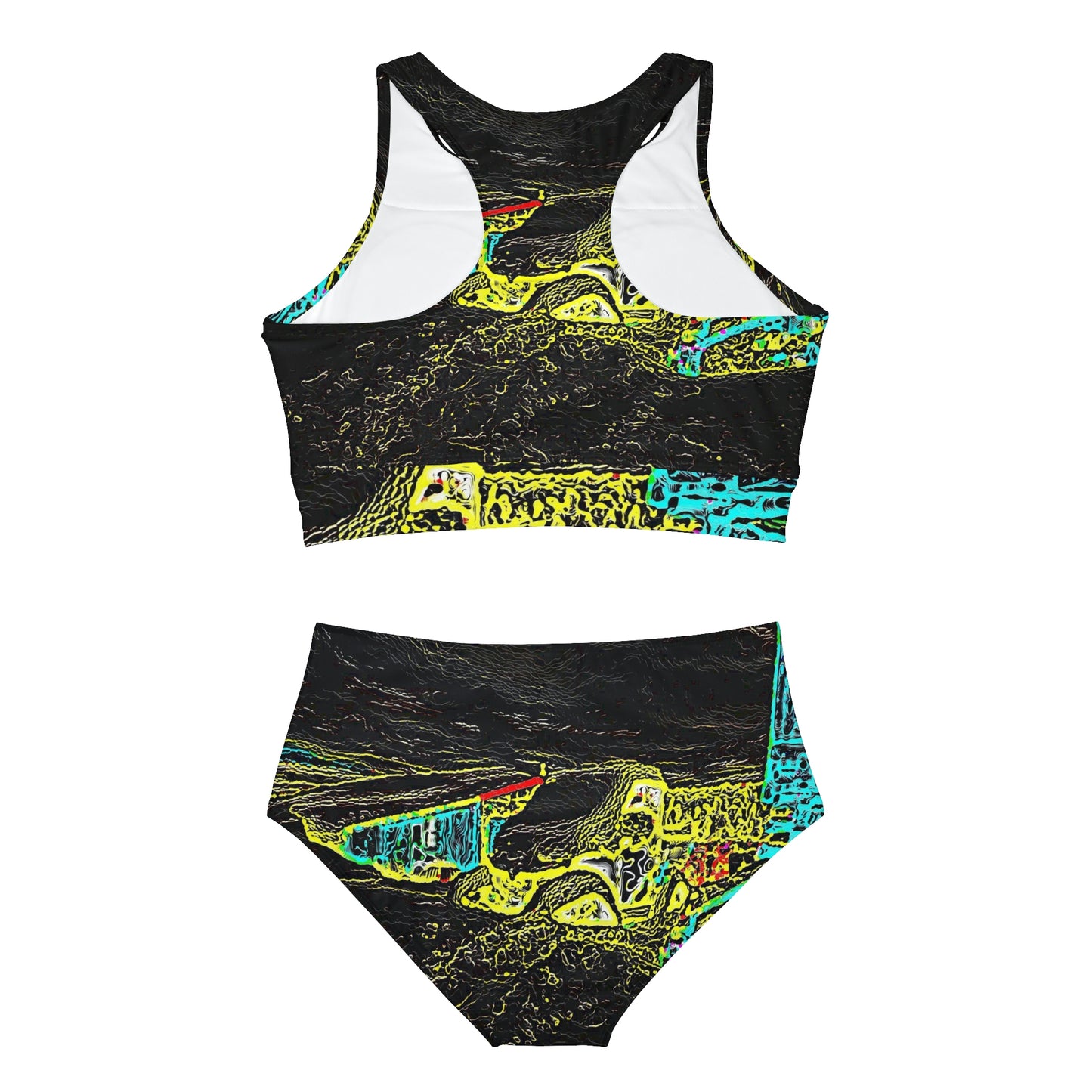 Sporty Bikini Set (AOP) ... "Snow Vehicle In Snow Storm At-Rest" ... Circa 12Mar23 ... Central Idaho ... 18-Hours Rendering Time: Original Works ...
