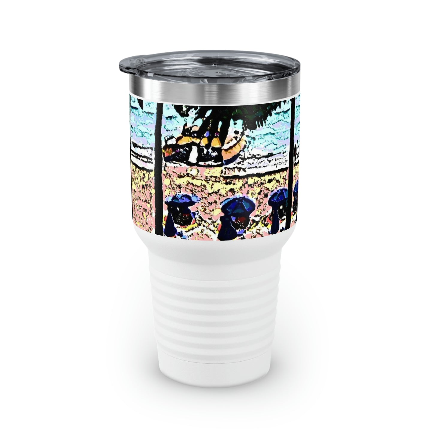 Ringneck Tumbler, 30oz ... "A Beautiful Beach Amongst The Palms" ... The Outrigger Waikiki, Honolulu, Oahu ... Original Works ...