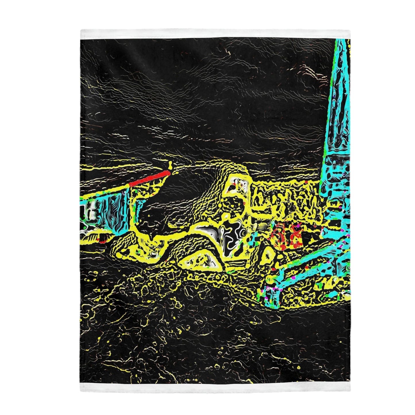 Velveteen Plush Blanket ...  "Snow Vehicle In Snow Storm At-Rest" ... Circa 12Mar23 ... Central Idaho ... 18-Hours Rendering Time: Original Works ...