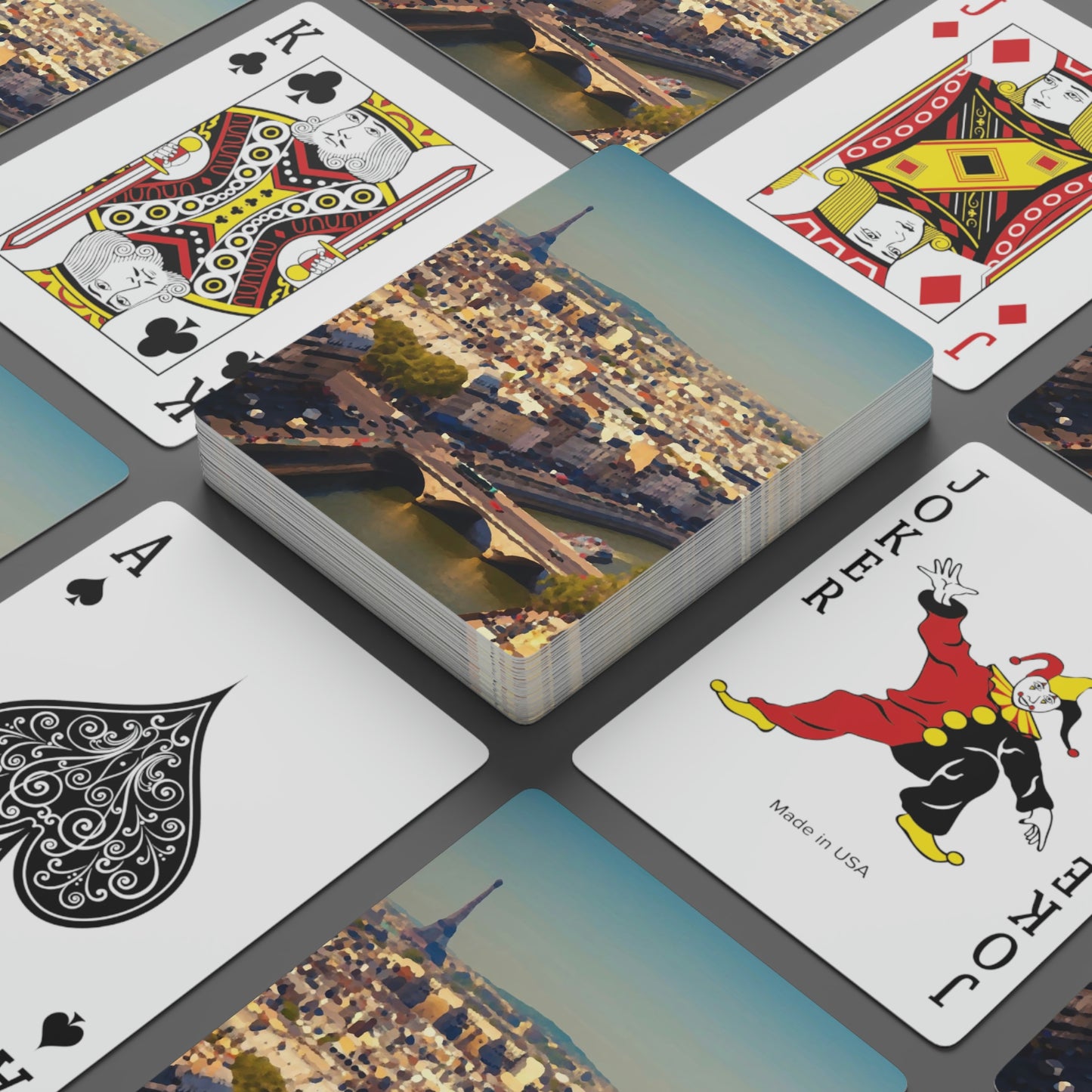 Custom Poker Cards ... Au Paris ... "Along The River Seine" ... Barbara Joan Bonnell-Holt: 1972 ... Original Works ...