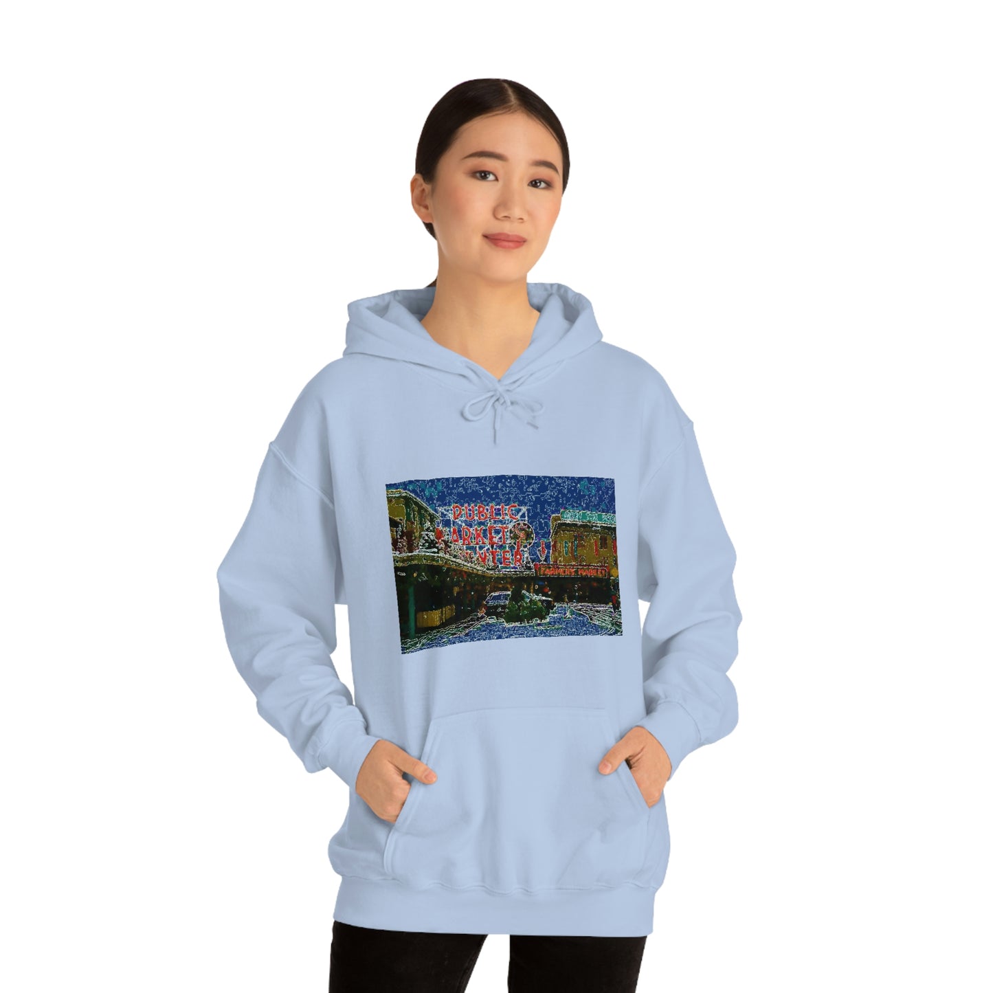 Unisex Heavy Blend™ Hooded Sweatshirt ... Pike Place Market: 'The Public Market', Seattle, Washington. Circa Fall 2013 ...