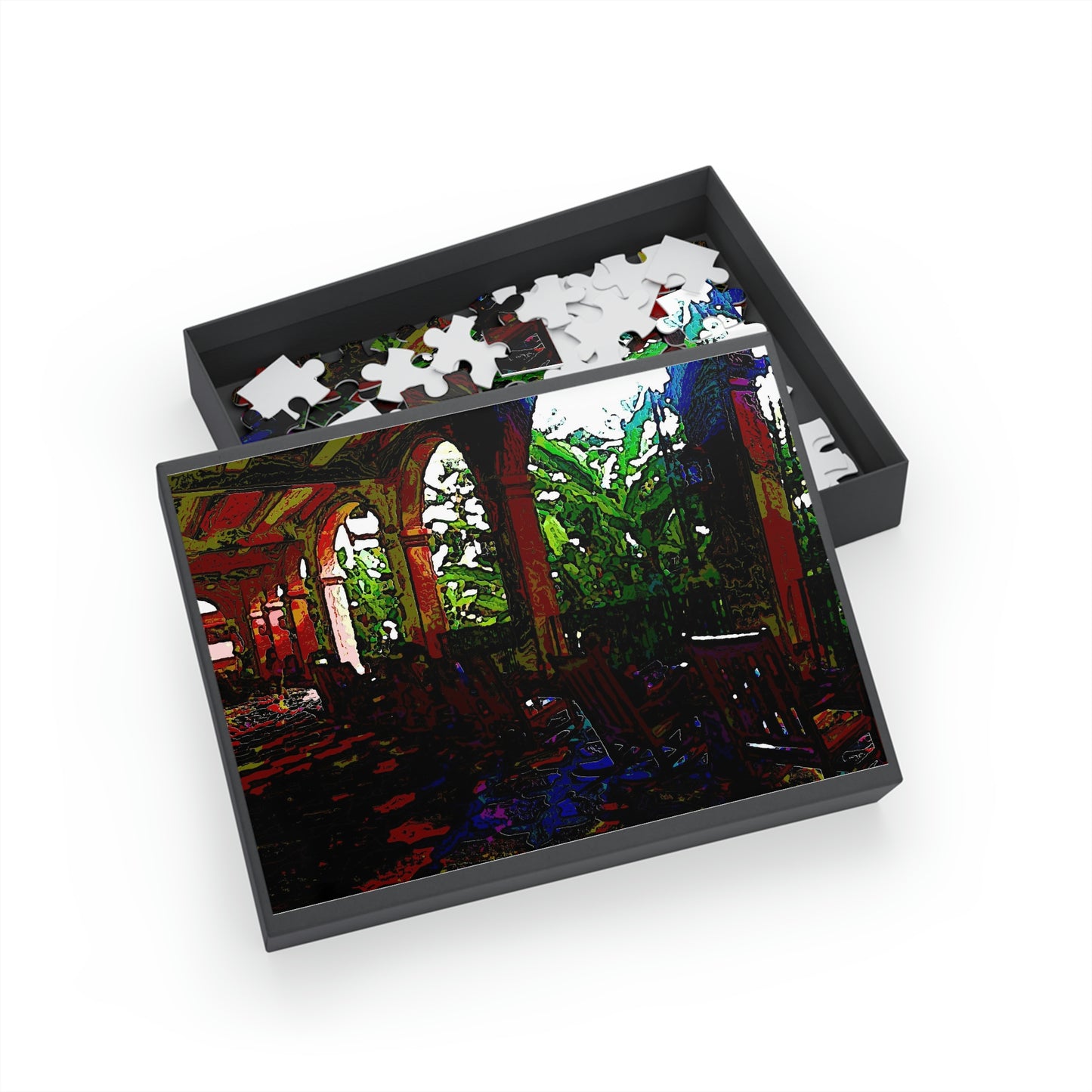 Puzzle (96, 252, 500, 1000-Piece) ... Lanai & Rocking Chairs At: 'The Pink Palace' ... The Royal Hawai'ian ... Honolulu, HI ... '27Oct2014' ... Original Works ...