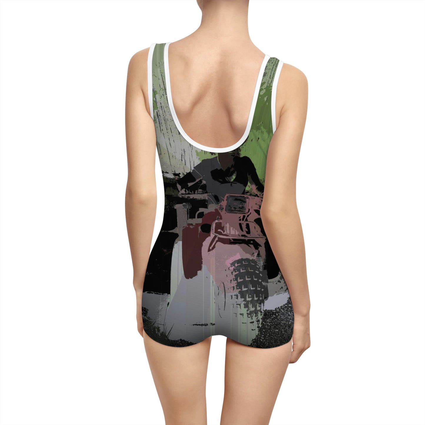 Women's Vintage Swimsuit ... 3-Wheeln' N' Groovin The Mountain Roads ... Central Idaho ... Original Works ...