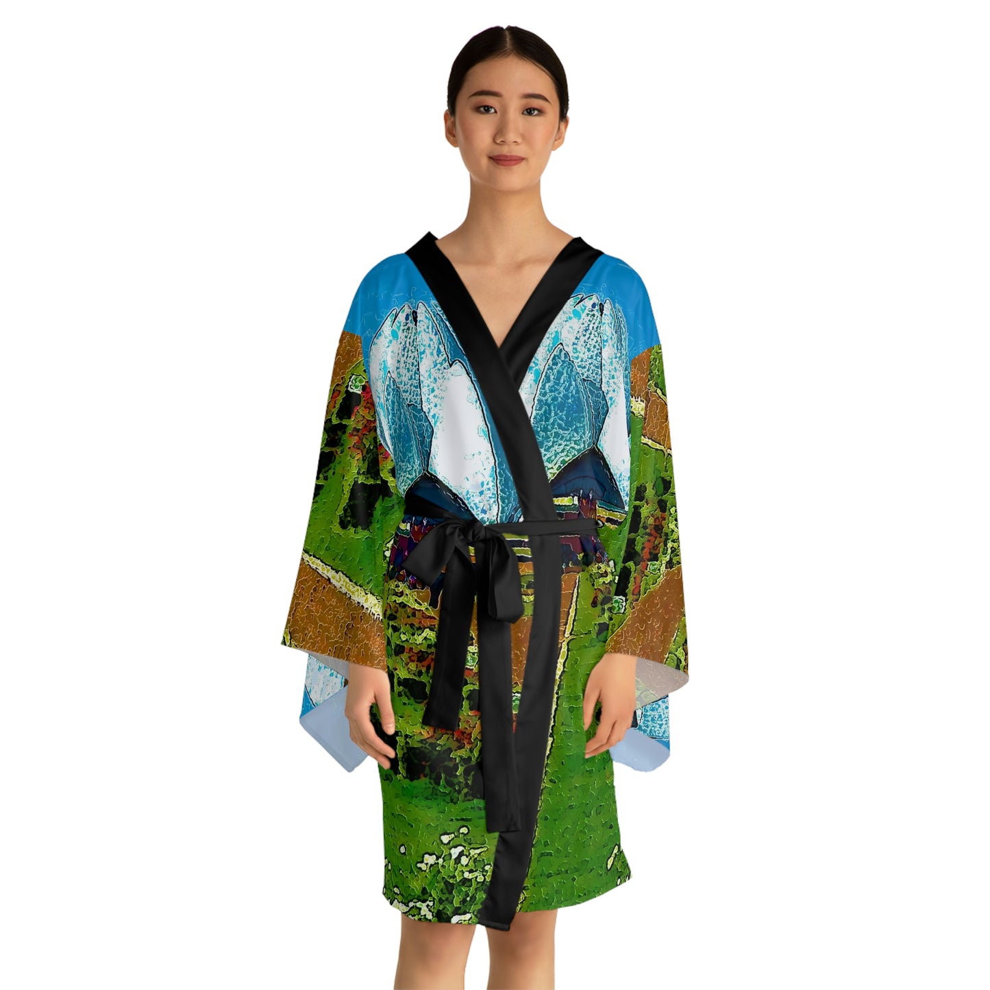 Long Sleeve Kimono Robe ... 'Bahai'i House-Of-Worship' ... "Lotus Temple: Delhi, India, 2008" ... Original Works ...