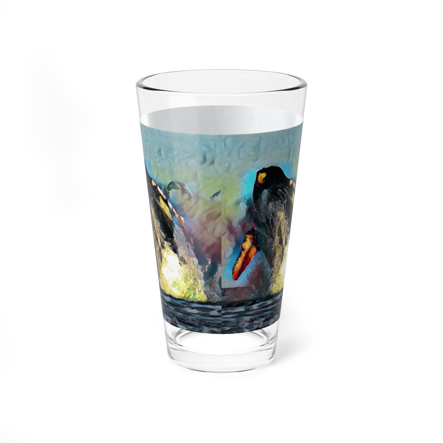 Mixing Glass, 16oz ... An Extraordinary Humpback Breach ... 'With Explosive Energy' ... Family Archives (KPH) ... Circa: 21st Century. Maui, HI ... Original Works ...
