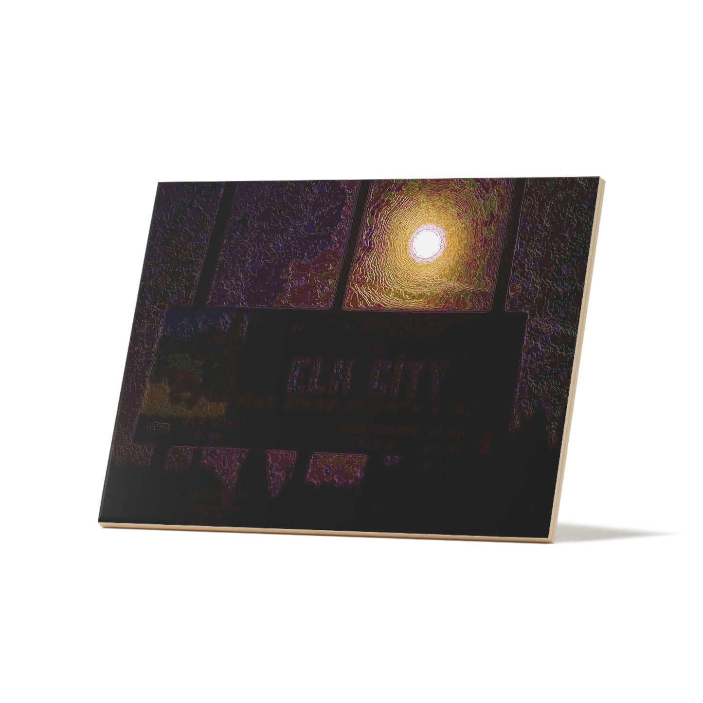 Ceramic Photo Tile ... Car Approaches From The Stern ... Moon Ascendary From The Bow ... "Two Friendly Travellers On A Cold Night Near Elk City" ... Circa 5Jan23 ... Original Works ...