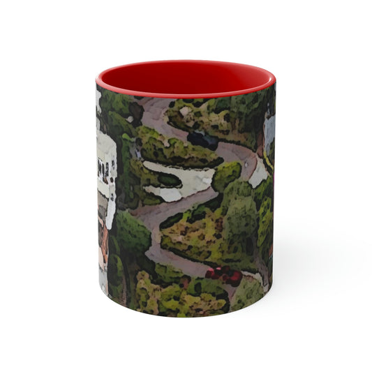 Accent Coffee Mug, 11oz ... A Crazy Street ... 'Eight Winding Curve-Switchbacks' ... "Lombard Street, San Francisco, CA' ... Family Archives: 1970's ... Original Works ...