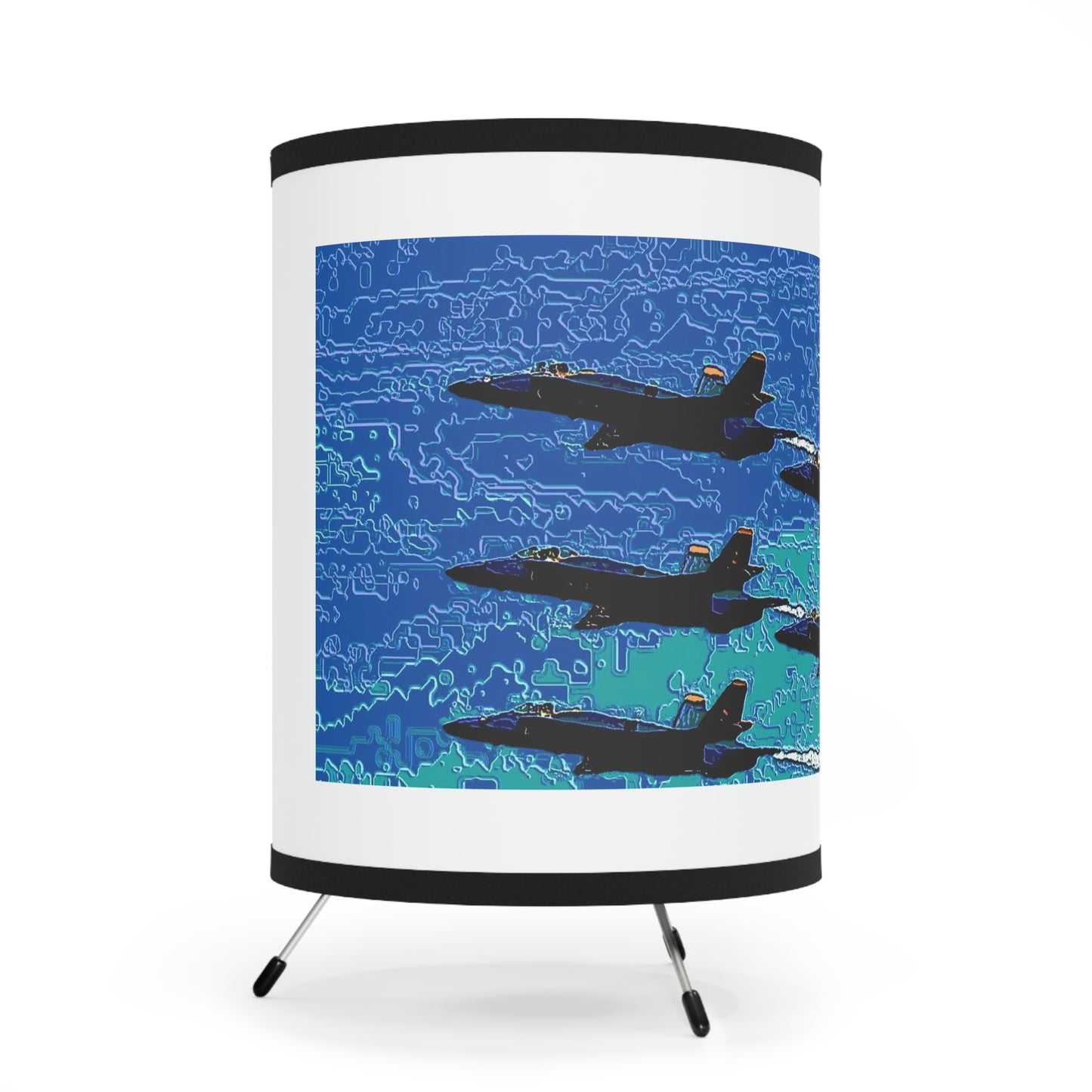 Tripod Lamp with High-Res Printed Shade, US\CA plug ... Seattle Seafair ..."Blue Angels Run Over Lake Washington" ... Circa Mid 1980's ... Dr FJ Holt ... Original Works ...
