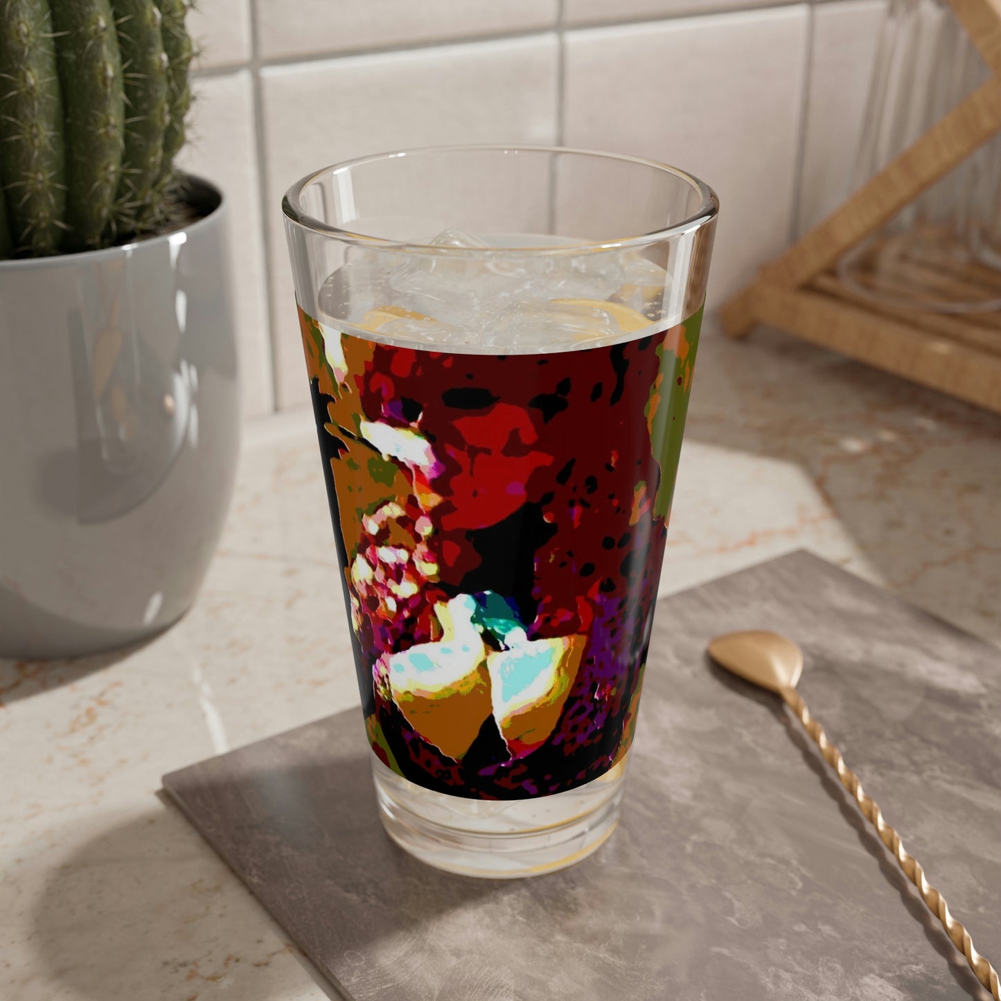 Mixing Glass, 16oz ...  A Colleague Overseas ... 'Enjoying A Fag' ... Original Works ... "April Fools 2023" ... Hot-Tranny-Smoke ...