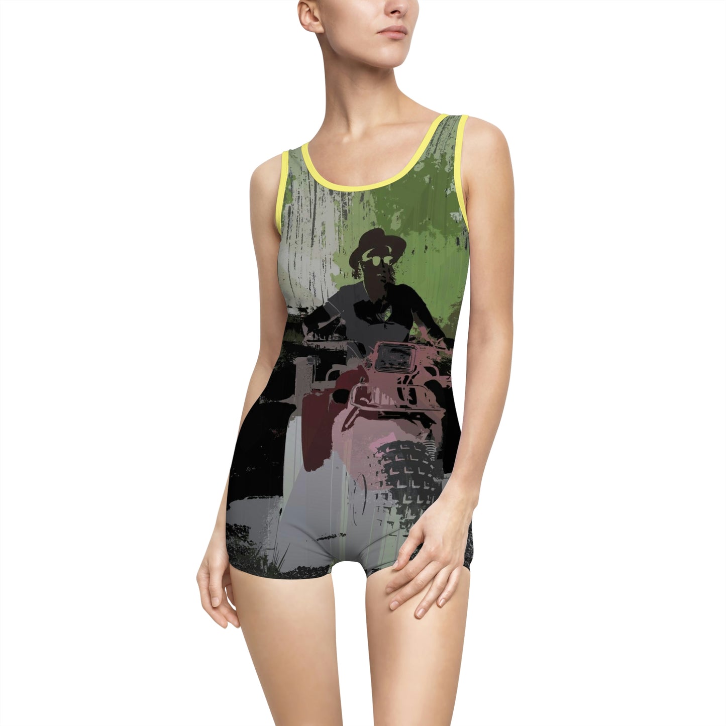 Women's Vintage Swimsuit ... 3-Wheeln' N' Groovin The Mountain Roads ... Central Idaho ... Original Works ...