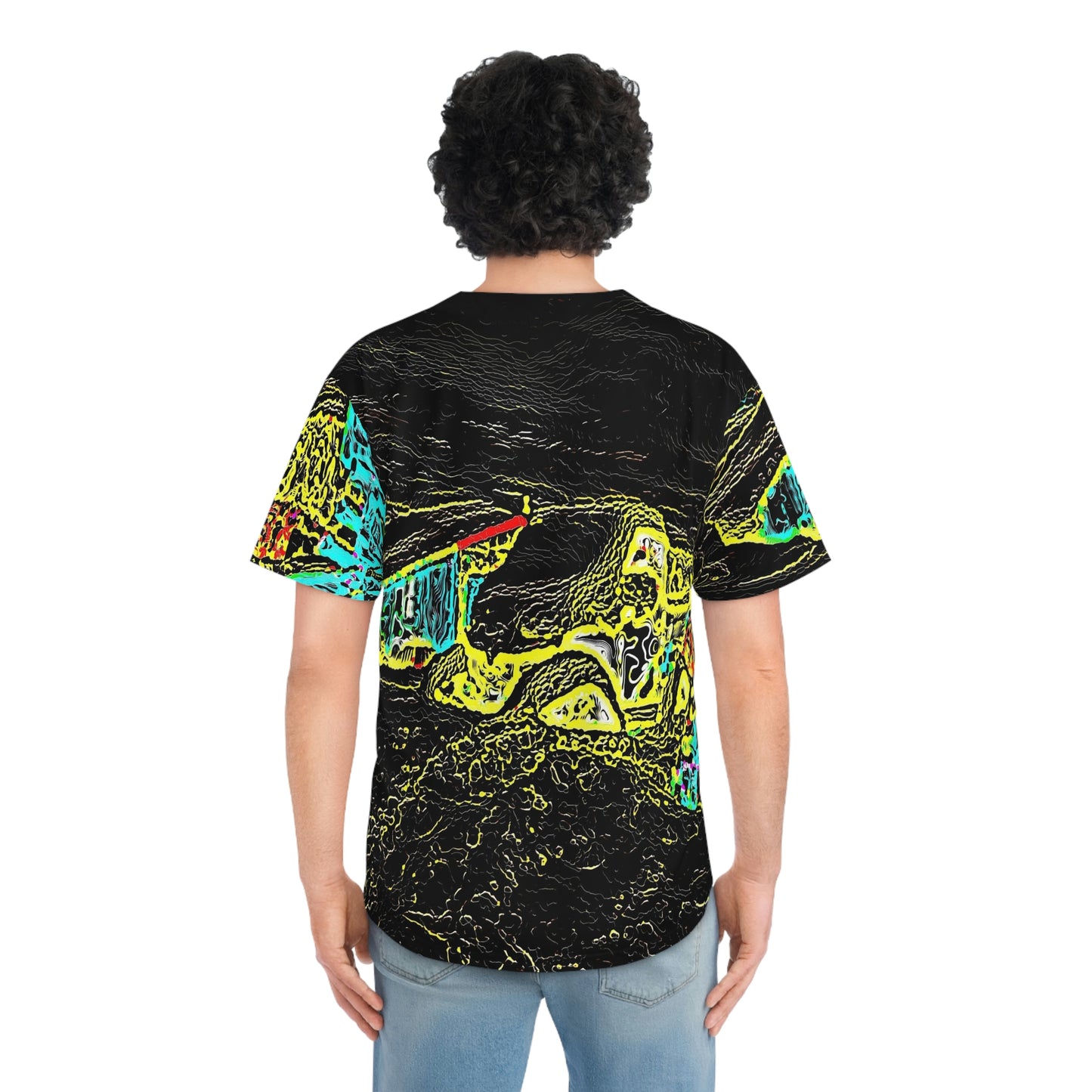 Men's Baseball Jersey (AOP) ... "Snow Vehicle In Snow Storm At-Rest" ... Circa 12Mar23 ... Central Idaho ... 18-Hours Rendering Time: Original Works ...