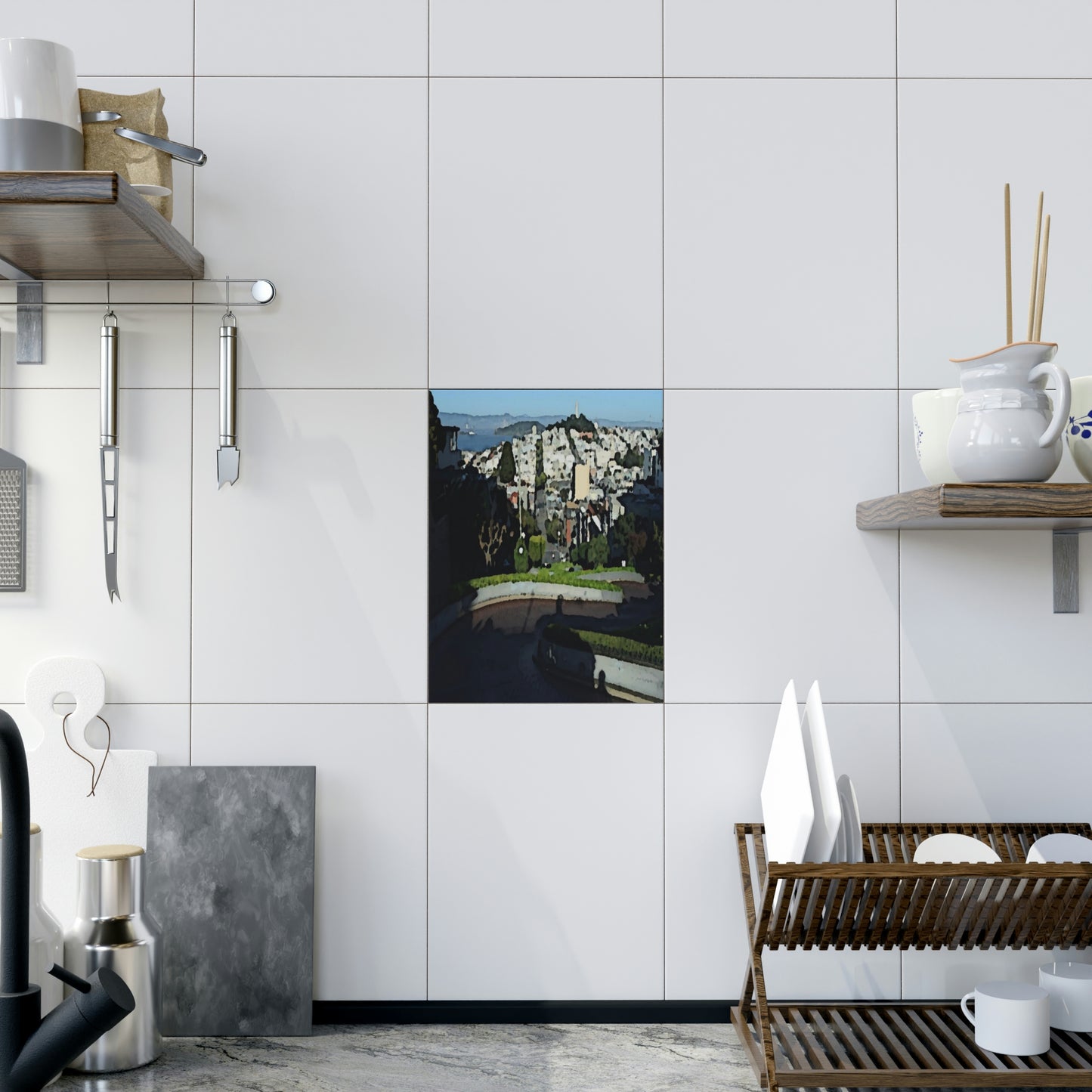 Ceramic Photo Tile ... "Lombard Street San Francisco, CA, USA" ... Family Archives 1970's ... Original Works ...