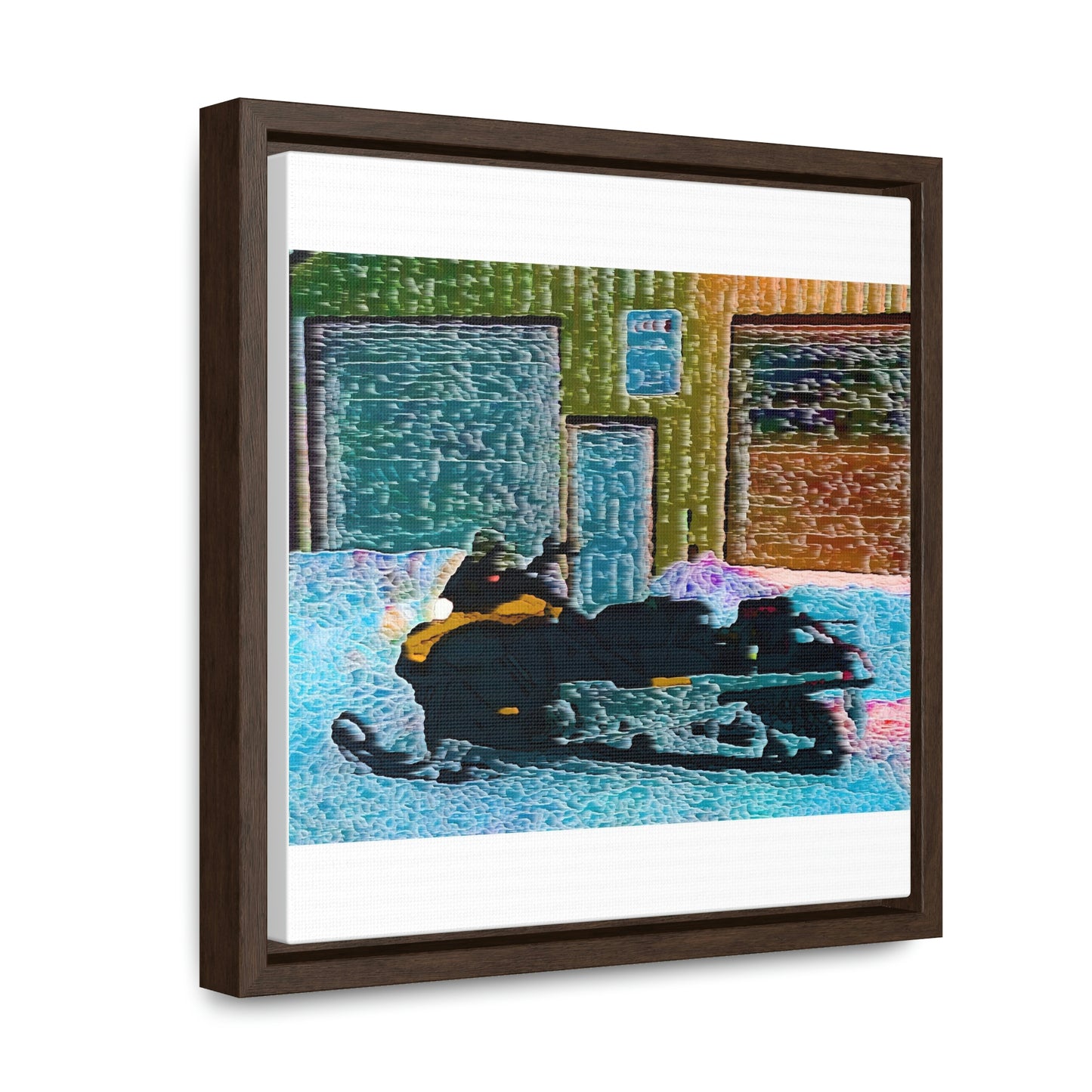 Gallery Canvas Wraps, Square Frame ... Snowmobile & Impressionalism ... 'Collecting Mail & Packages' .... Dixie, Idaho, USA ... Original Works: 10 Hours Rendering Time ...