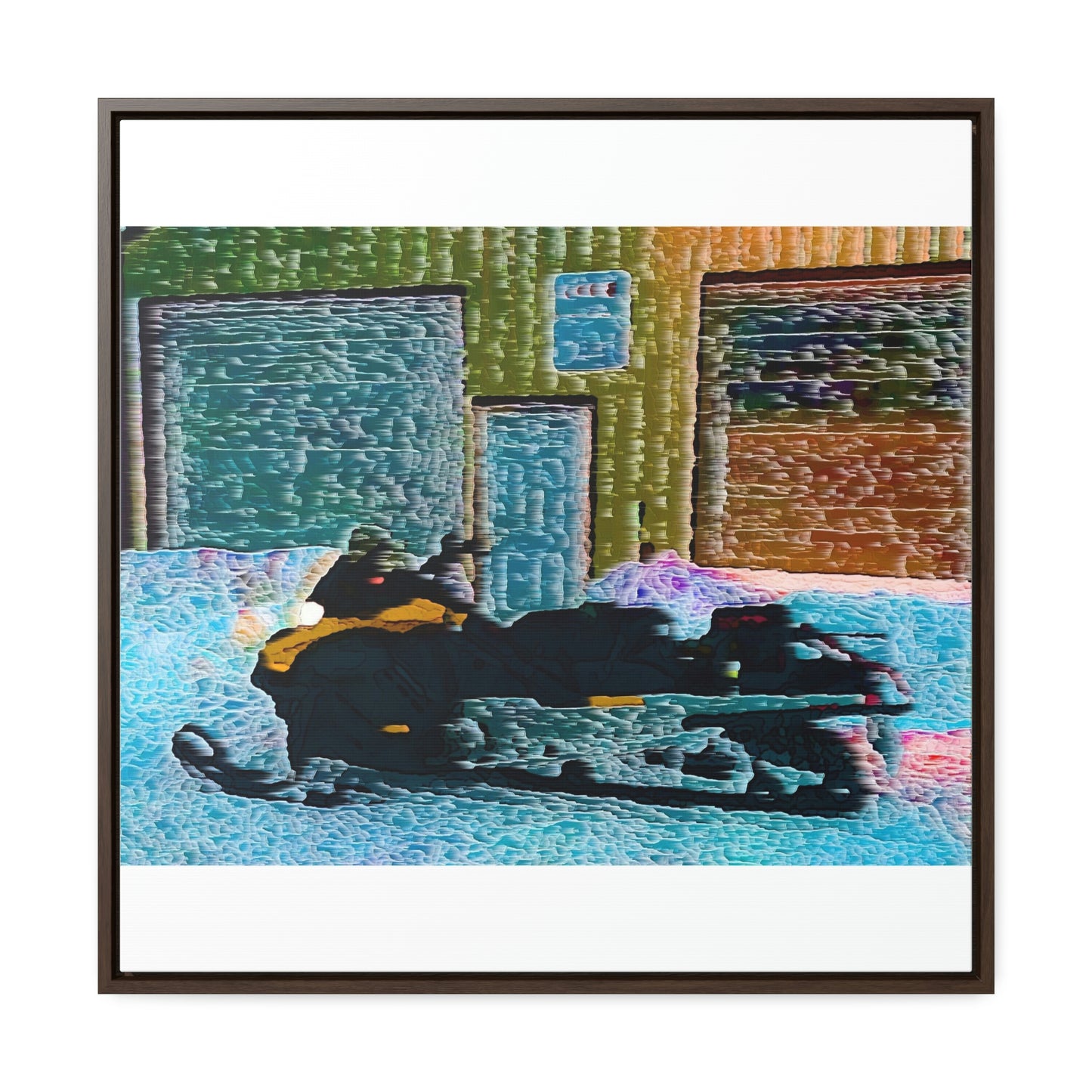 Gallery Canvas Wraps, Square Frame ... Snowmobile & Impressionalism ... 'Collecting Mail & Packages' .... Dixie, Idaho, USA ... Original Works: 10 Hours Rendering Time ...