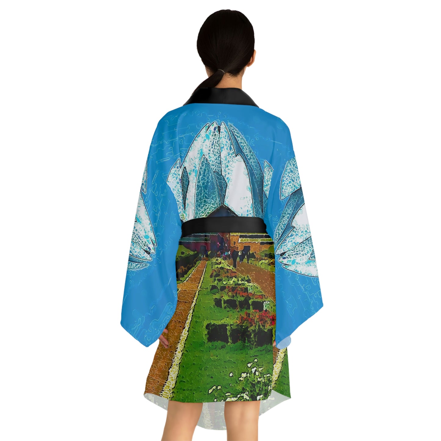 Long Sleeve Kimono Robe ... 'Bahai'i House-Of-Worship' ... "Lotus Temple: Delhi, India, 2008" ... Original Works ...