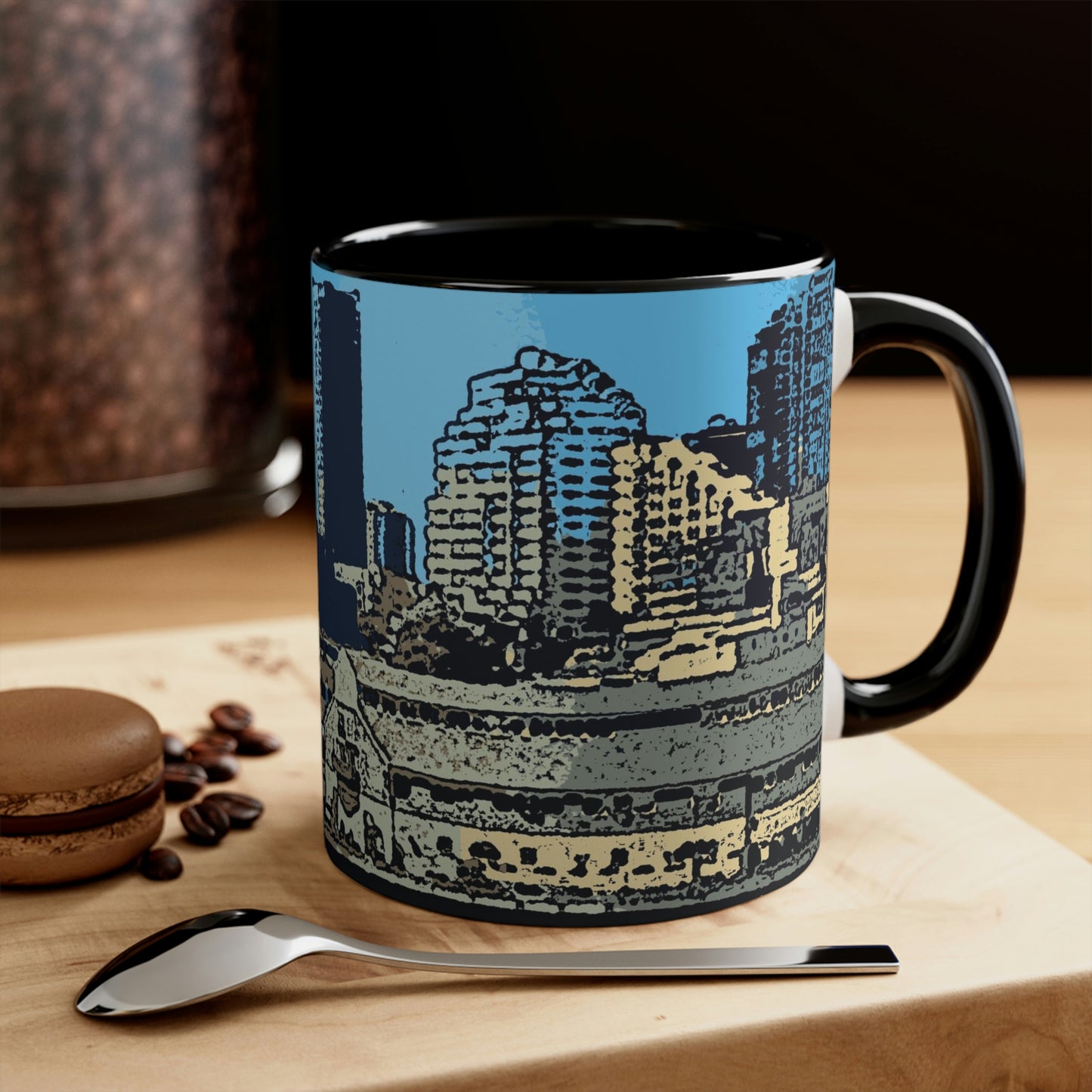 Accent Coffee Mug, 11oz ... That Classic Wheel ... 'Seattle's Wheel' ... & An Old Classic Waterside Vendors ...  'Family Archives' ... Original Works ...