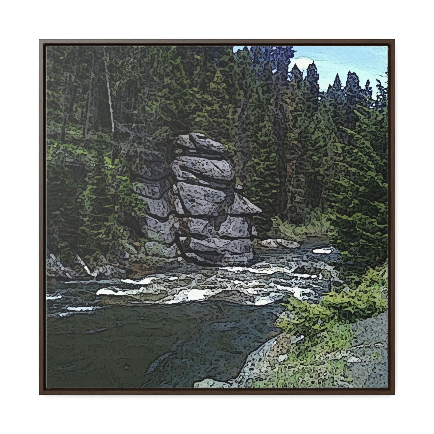 Gallery Canvas Wraps, Square Frame ...  "I Am Innocent" ... Tricky-Dick Immortalized ... Nixon Rock: Along The River ... Central Idaho, Summer 2020 ... Original Works ...
