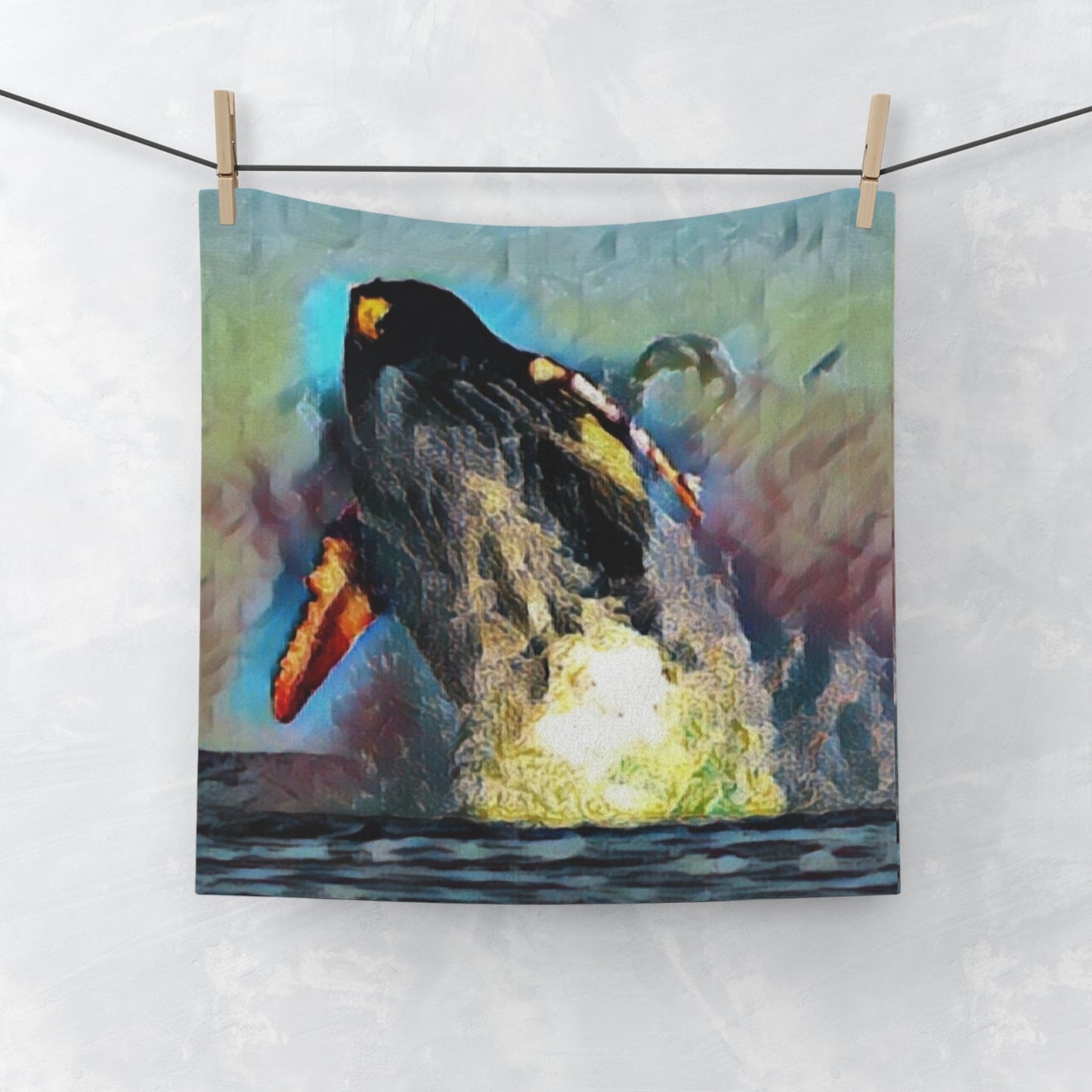 Face Towel ... An Extraordinary Humpback Breach ... 'With Explosive Energy' ... Family Archives (KPH) ... Circa: 21st Century. Maui, HI ... Original Works ...