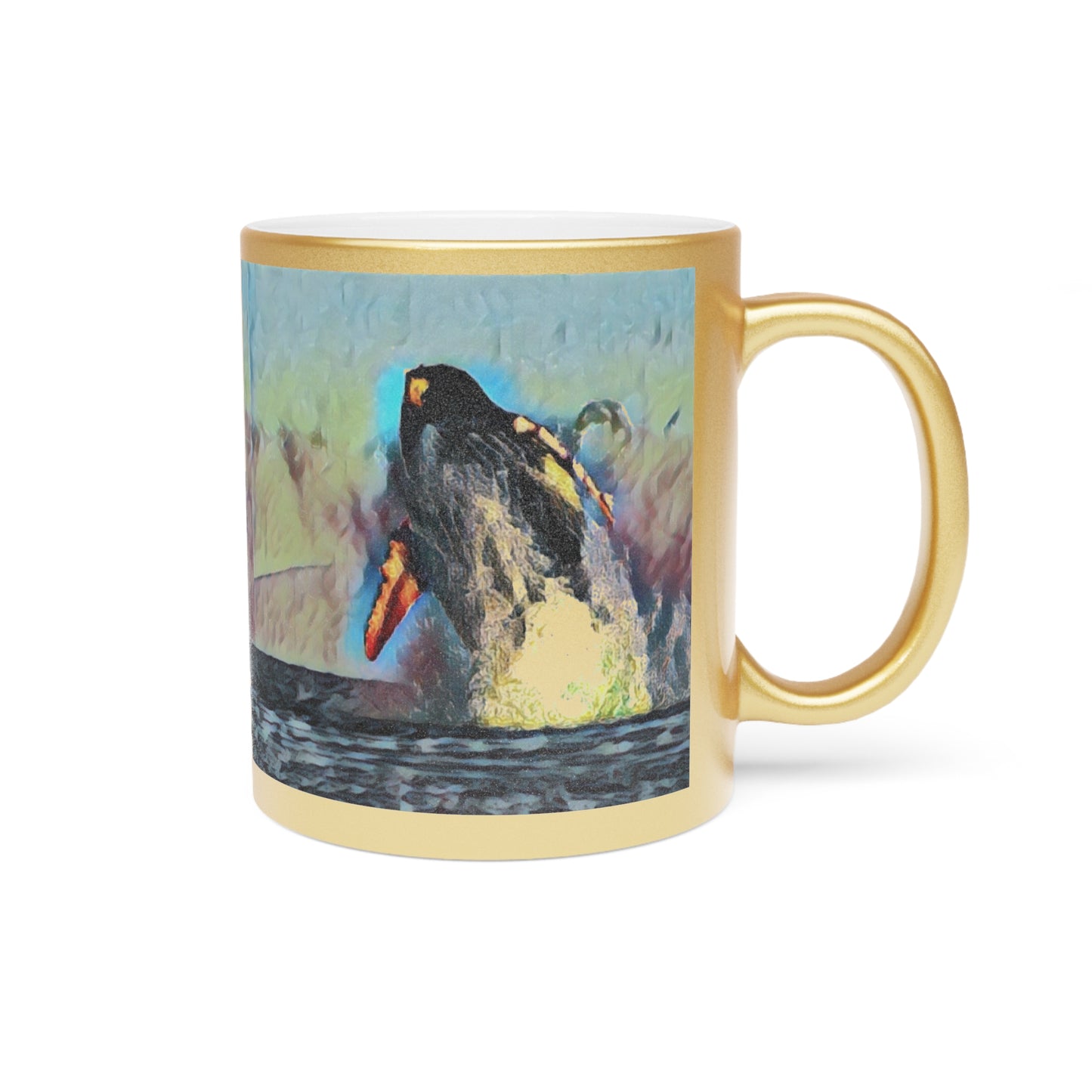 Metallic Mug (Silver\Gold) ... An Extraordinary Humpback Breach ... 'With Explosive Energy' ... Family Archives (KPH) ... Circa: 21st Century. Maui, HI ... Original Works ...