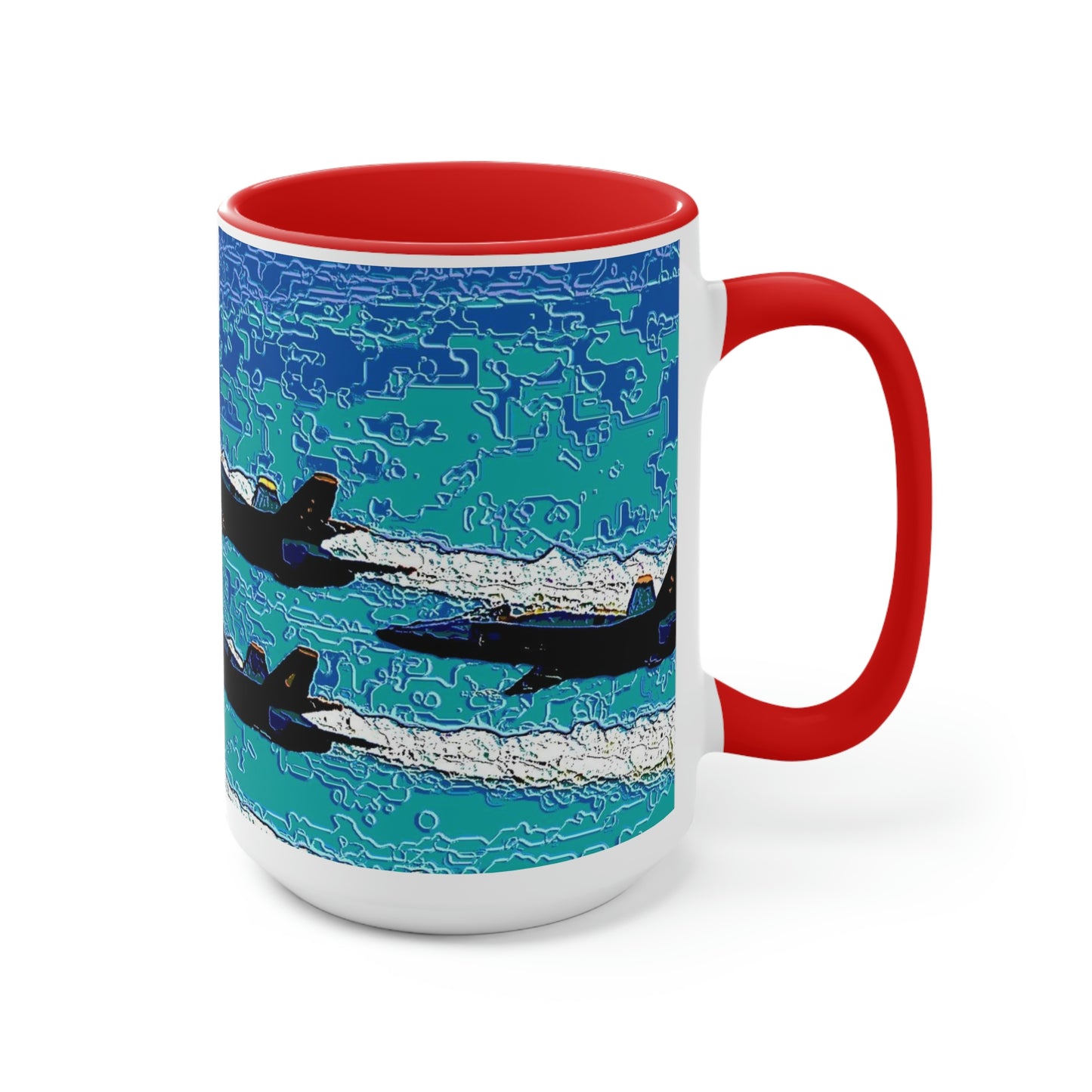 Two-Tone Coffee Mugs, 15oz ... Seattle Seafair ..."Blue Angels Run Over Lake Washington" ... Circa Mid 1980's ... Dr FJ Holt ... Original Works ...